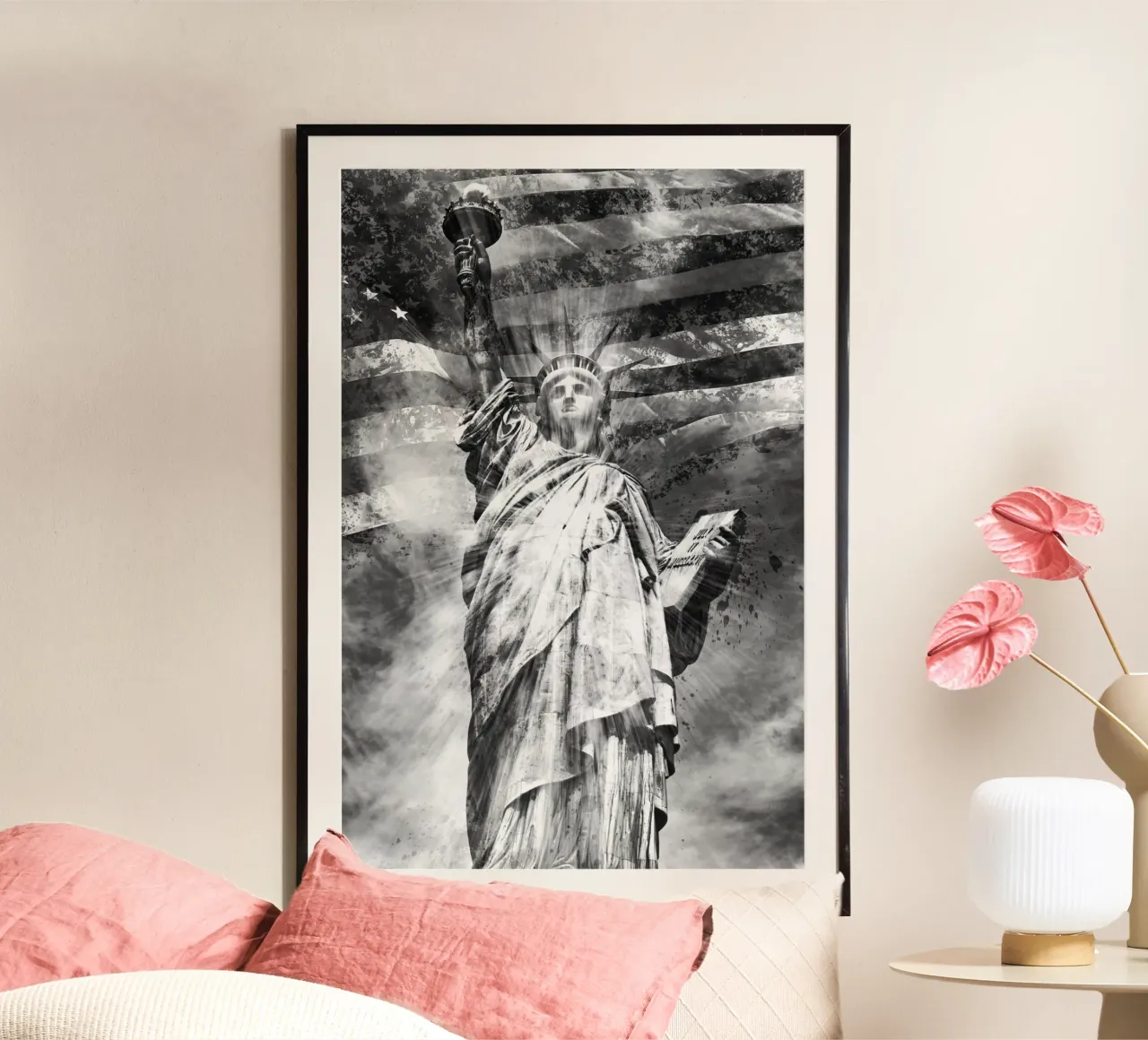 Arte monocromatica STATUA DELLA LIBERTÀ poster da Melanie Viola
