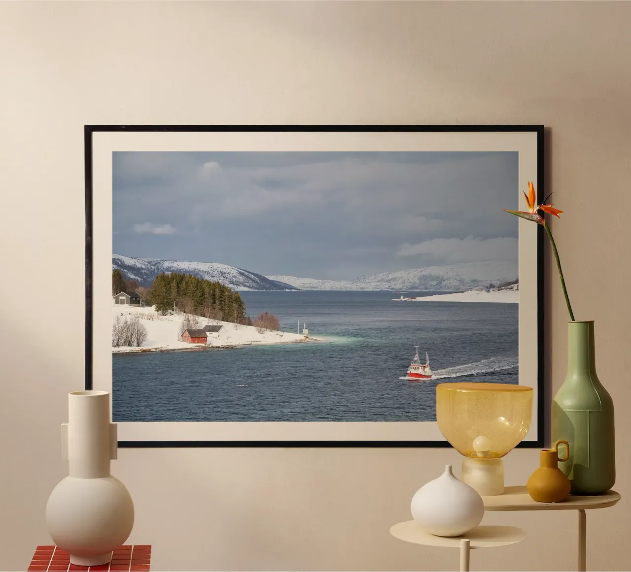 Paesaggio invernale di un fiordo norvegese - Serena bellezza innevata carta hahnemühle da Ben & Clo creations