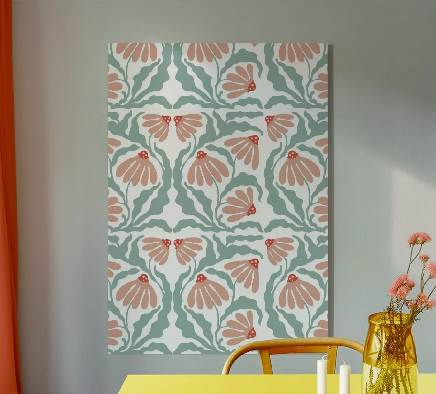 Retro flowers pattern plexiglass da Happypatterns