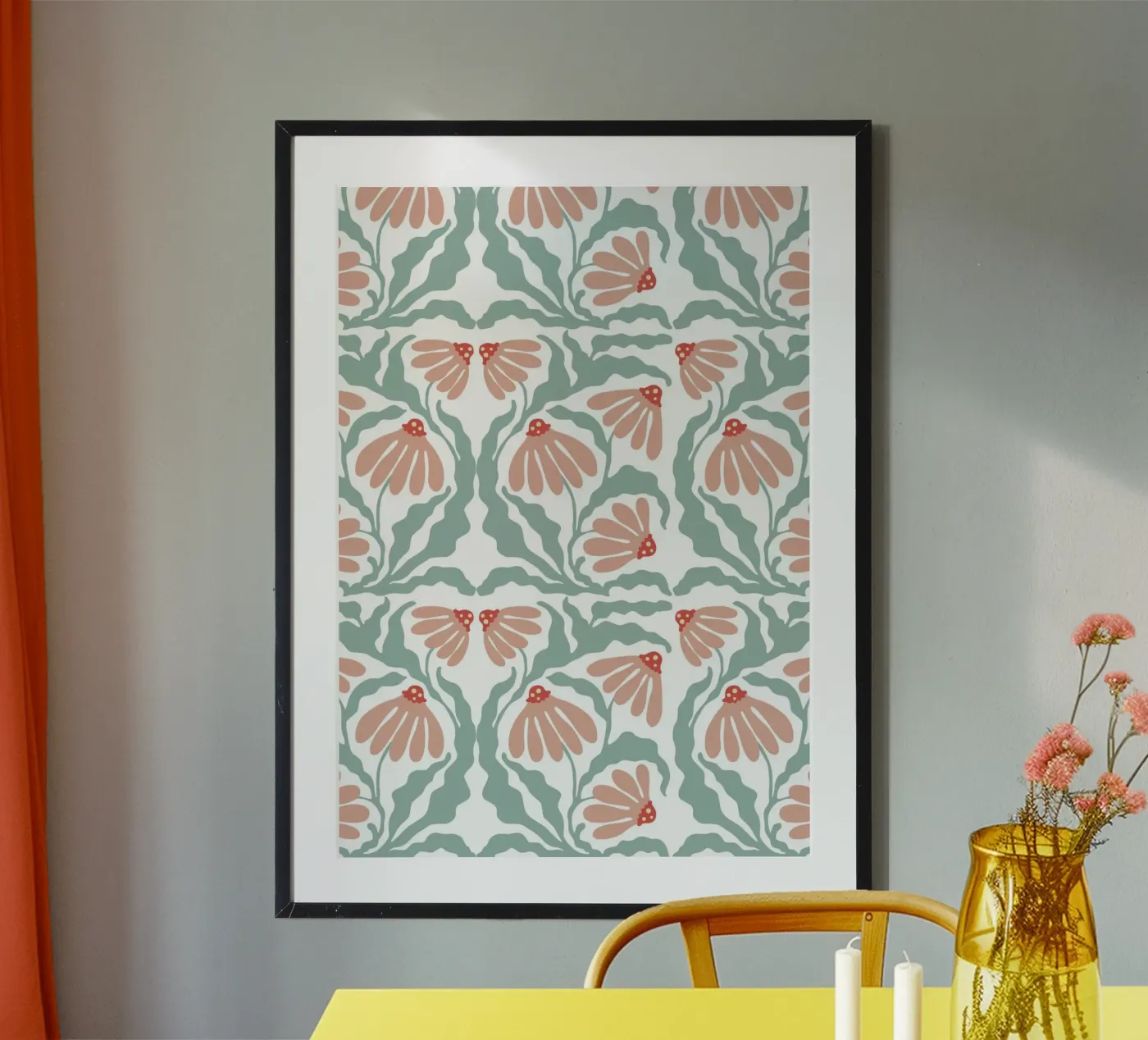 Retro flowers pattern poster by Happypatterns