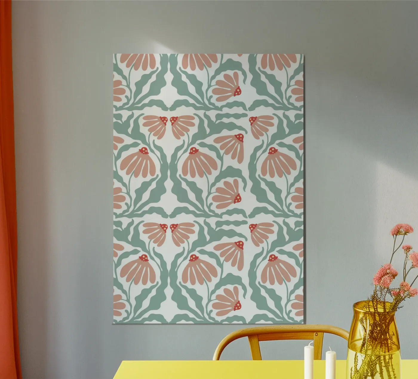 Retro flowers pattern poster by Happypatterns