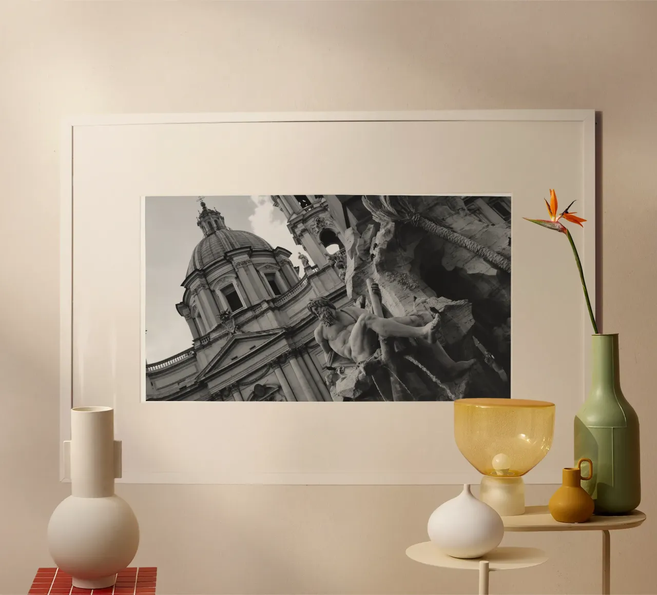 Fontana dei Fiumi: Stunning Statue at Piazza Navona, Rome poster con telaio in alluminio da Ben & Clo creations