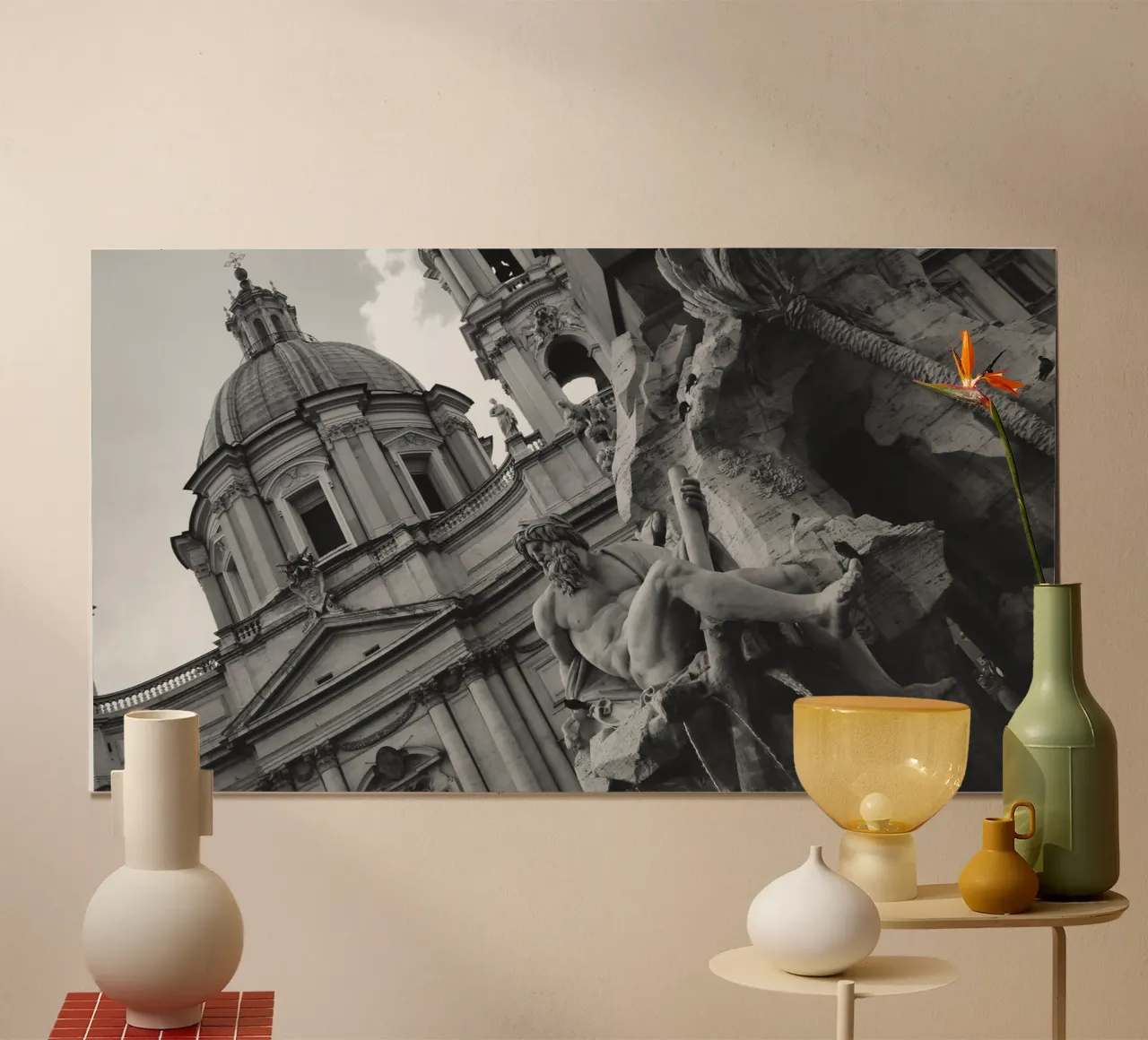 Fontana dei Fiumi: Stunning Statue at Piazza Navona, Rome poster con telaio in alluminio da Ben & Clo creations