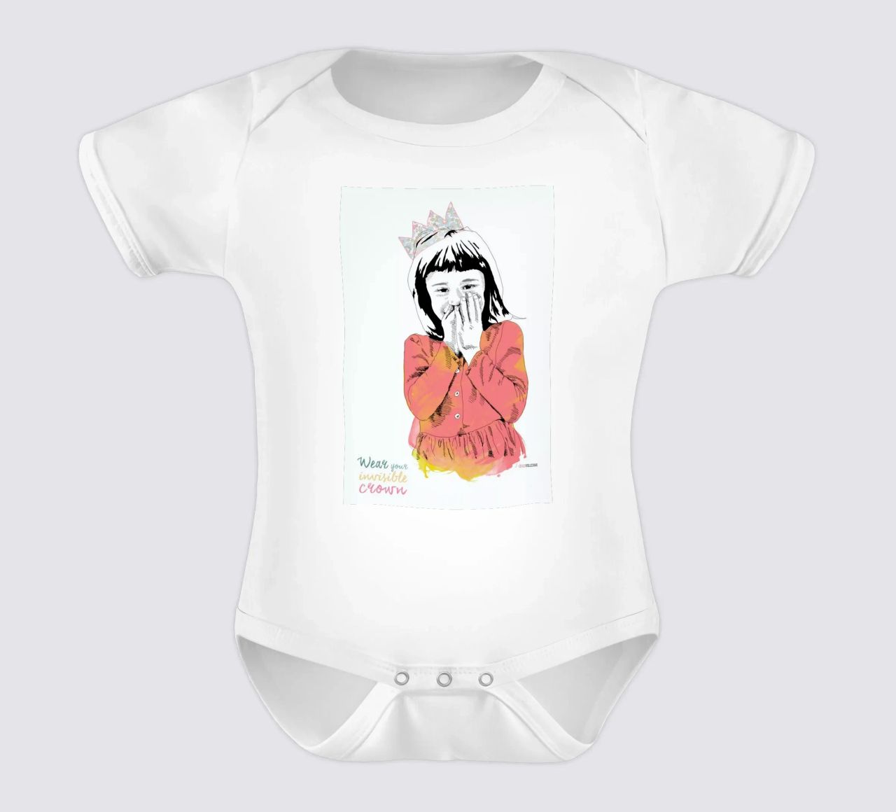The Invisible Crown body neonato maniche corte da La Belette Rose
