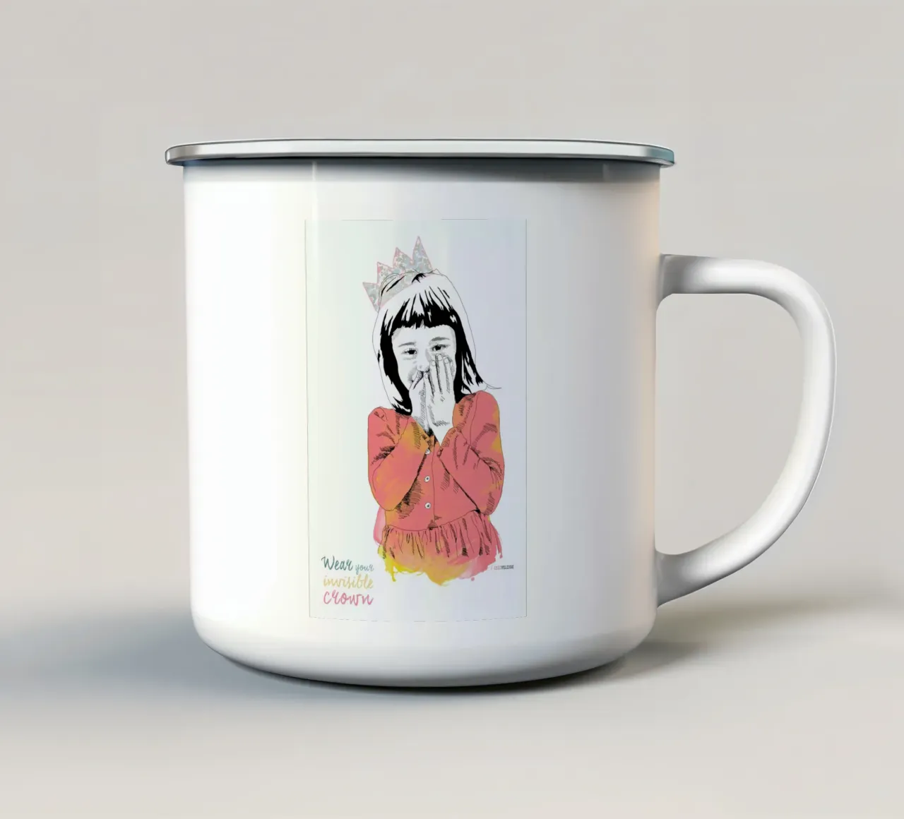 The Invisible Crown taza de esmalte de La Belette Rose