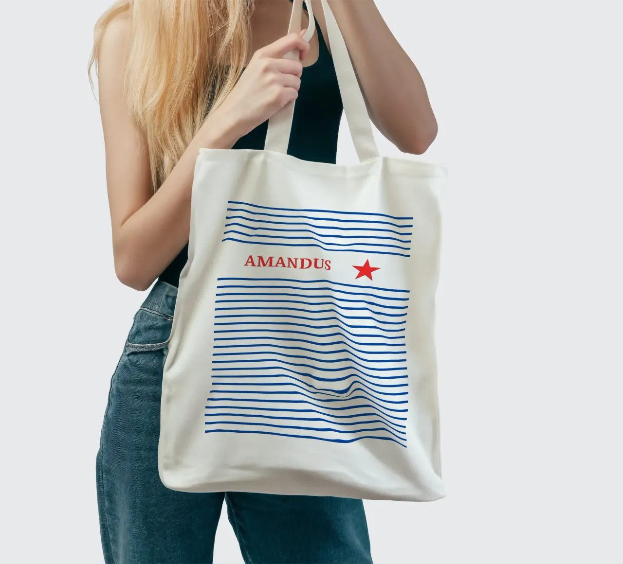 Streifen mit Herz oder Stern borsa in juta da Ohkimiko