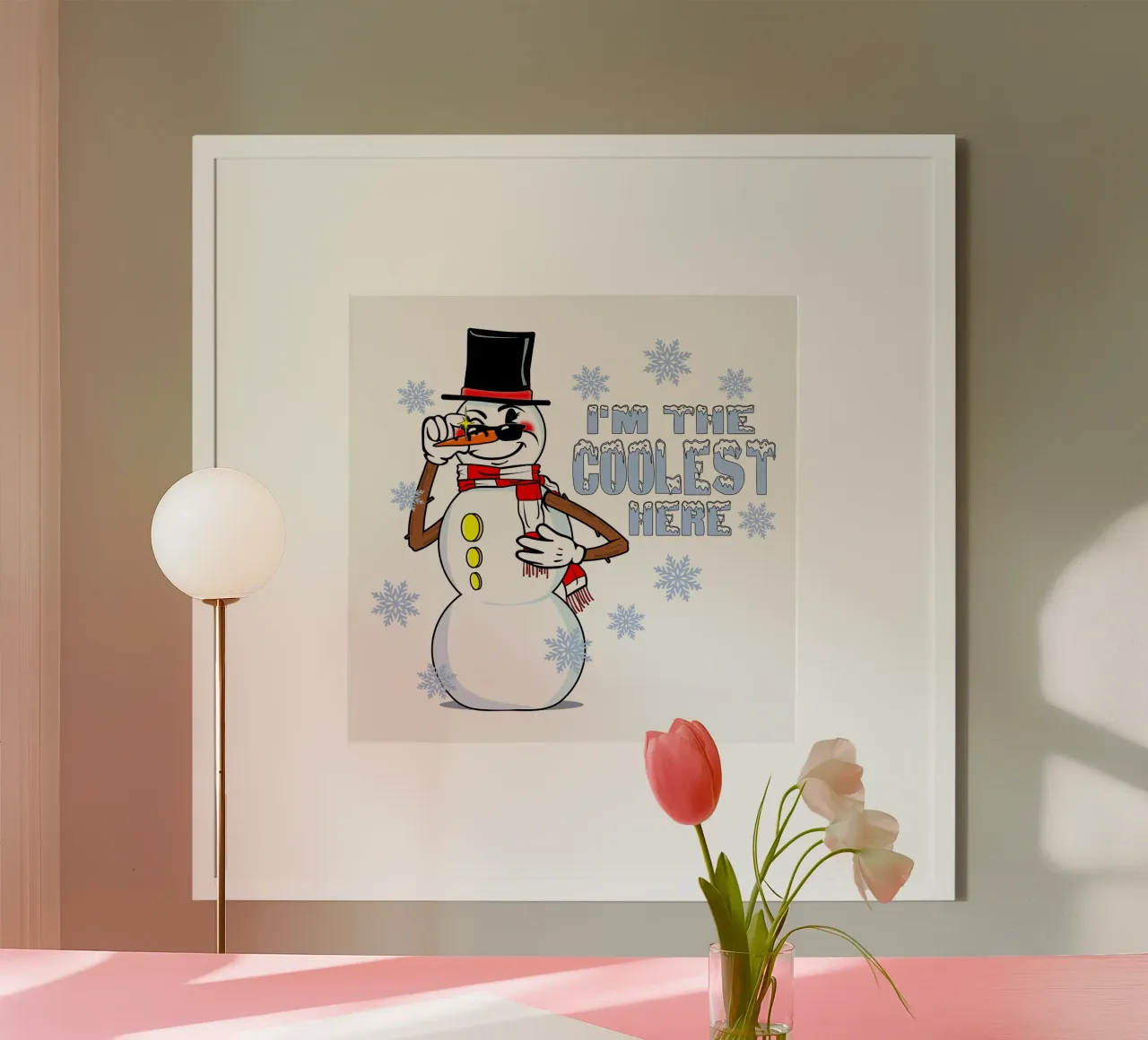 Il pupazzo di neve cool poster con telaio in legno da sillyindustries