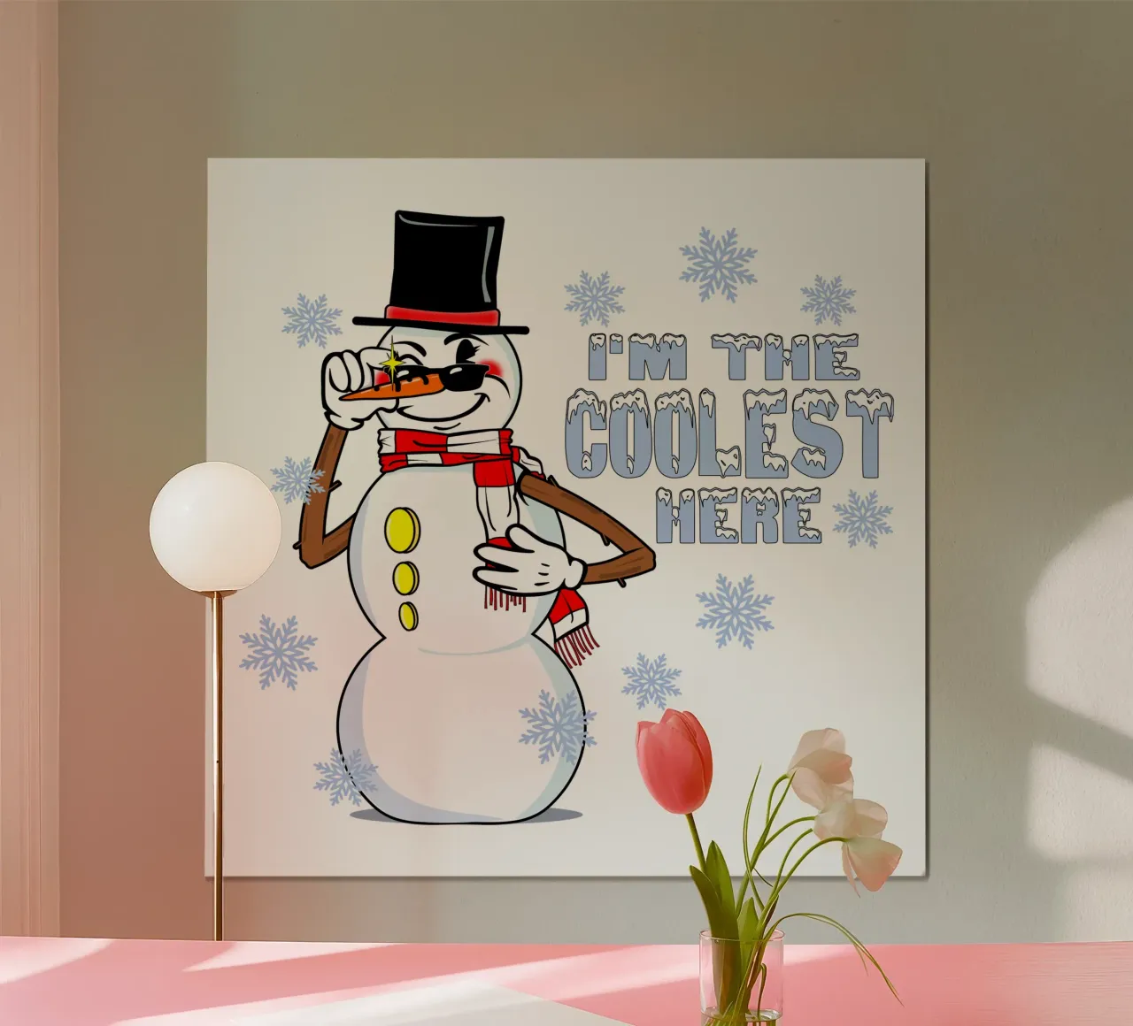 Il pupazzo di neve cool poster con telaio in legno da sillyindustries
