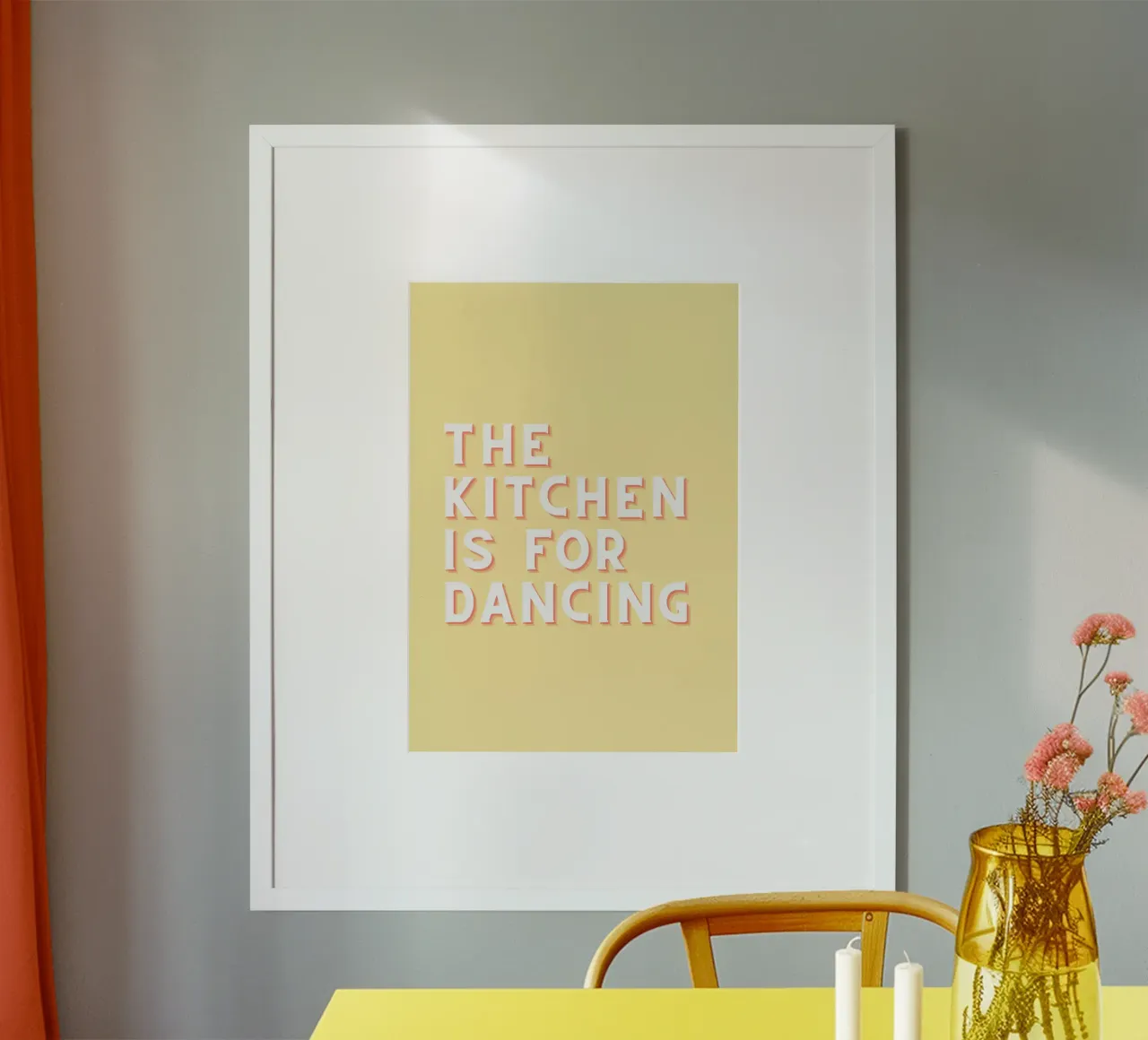 The kitchen is for dancing poster with plastic frame by Proper job studio