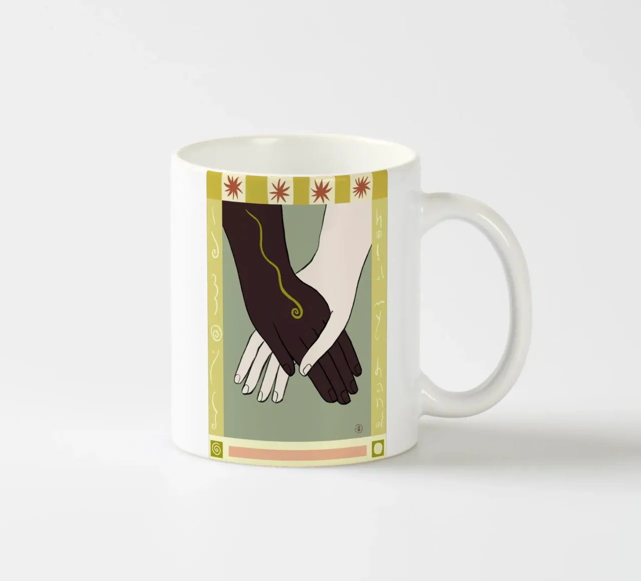RITUALE DEL TENERSI PER MANO tazza in ceramica da Sandra Poliakov