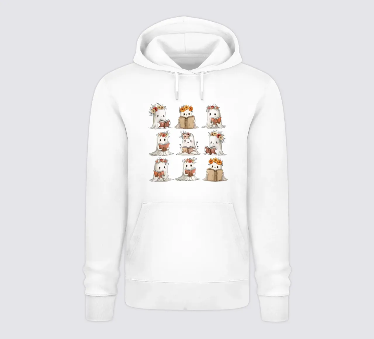Cute little Ghosts holding Books - Halloween Reading hoodie by Wunderbarwir