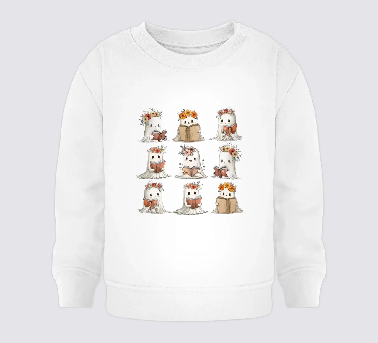 Cute little Ghosts holding Books - Halloween Reading baby sweatshirt by Wunderbarwir