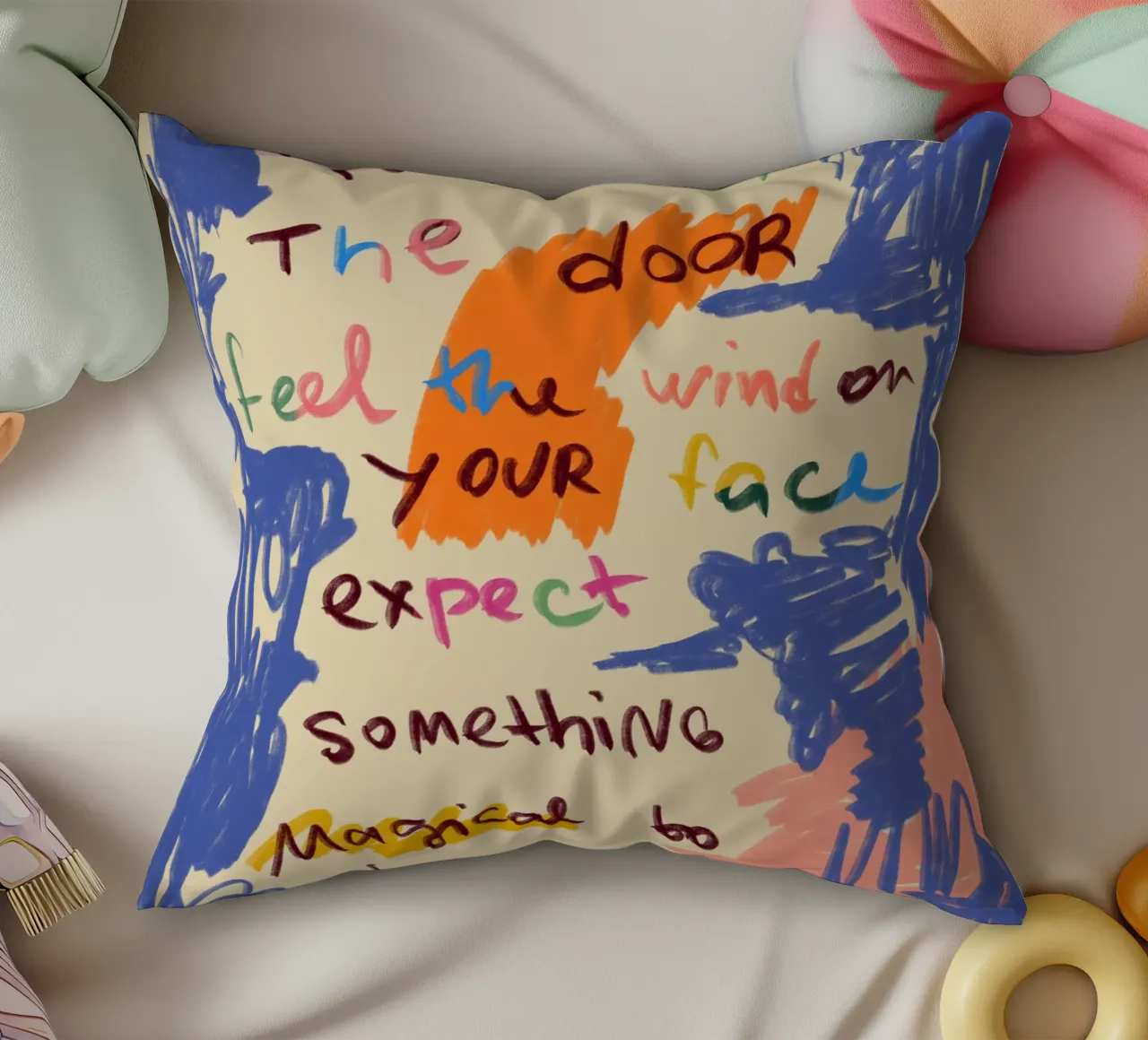 MAGICAL DAY MESSAGE decorative cushion by Sandra Poliakov