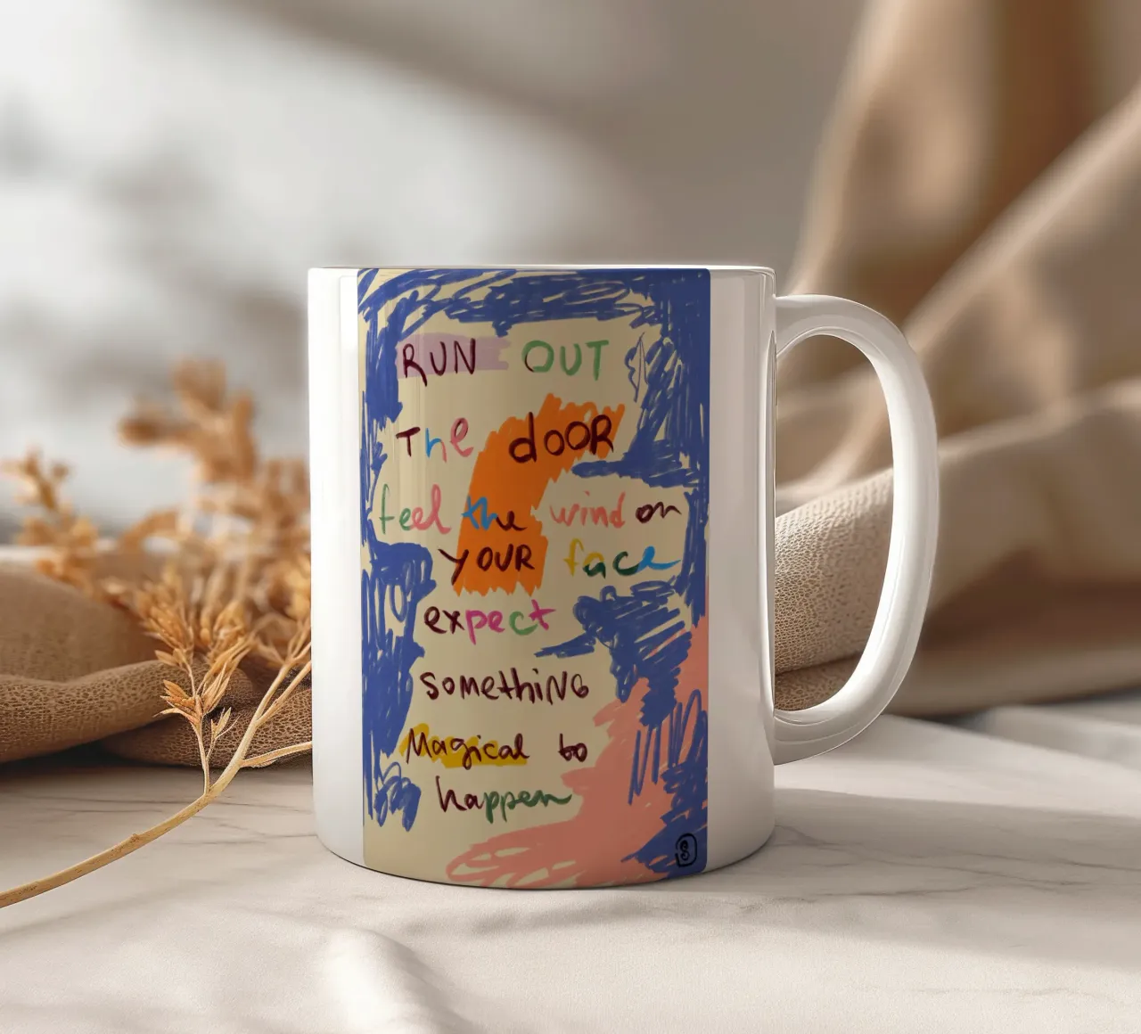 MAGICAL DAY MESSAGE ceramic mug by Sandra Poliakov