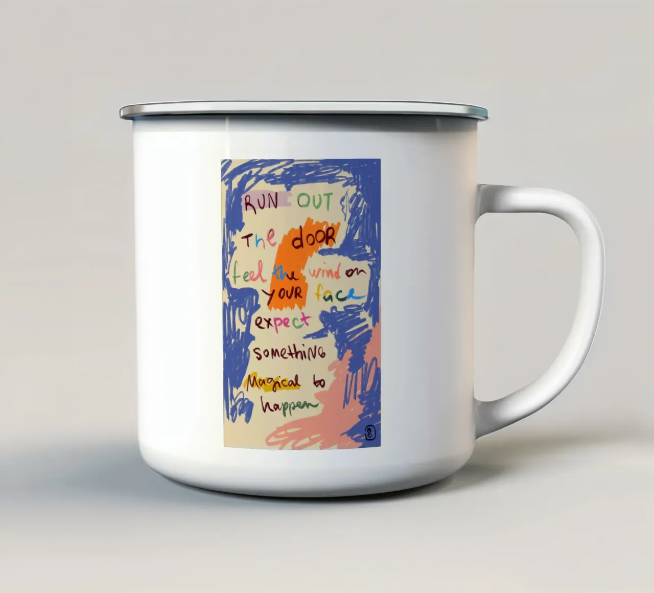 MESSAGGIO DEL GIORNO MAGICO tazza in smalto da Sandra Poliakov