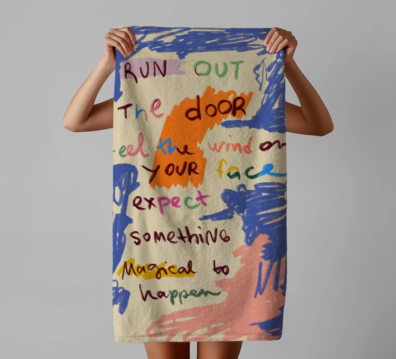 MAGICAL DAY MESSAGE towel by Sandra Poliakov