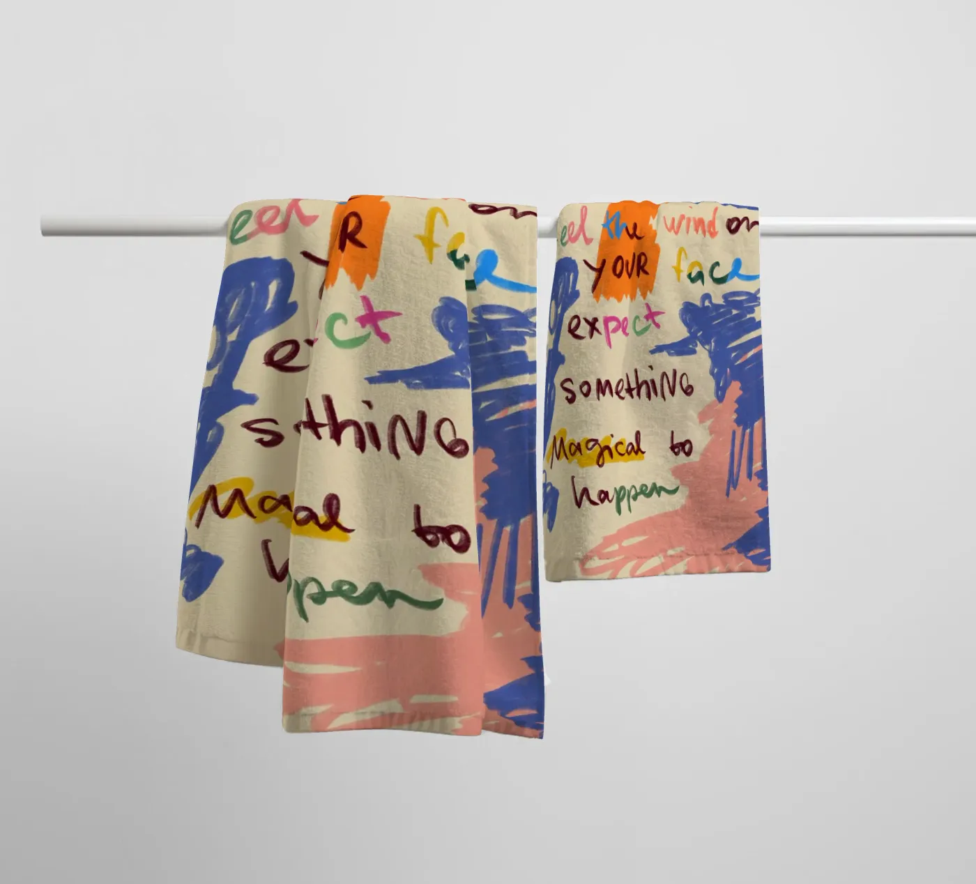 MAGICAL DAY MESSAGE towel by Sandra Poliakov