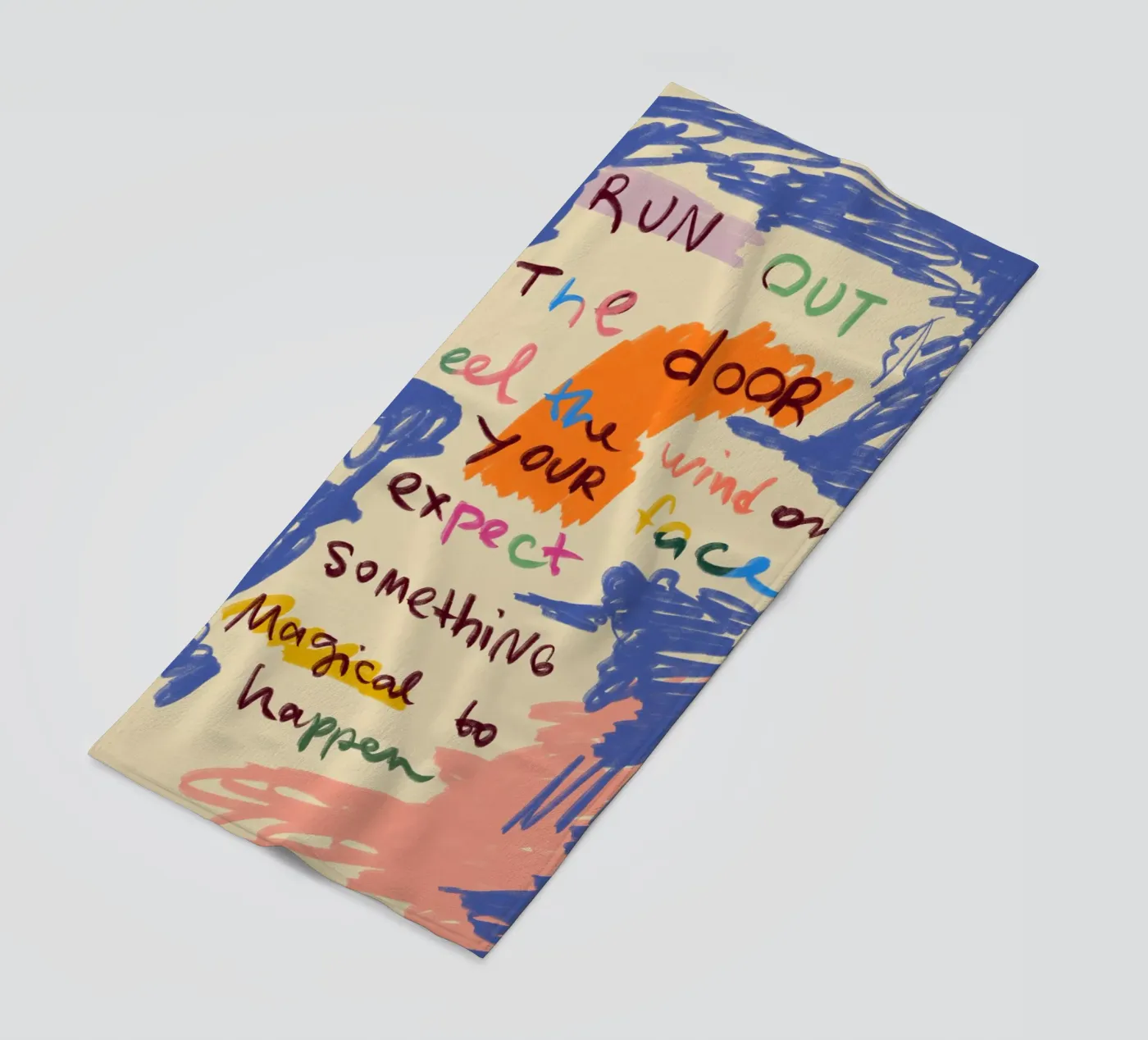 MAGICAL DAY MESSAGE beach towel by Sandra Poliakov