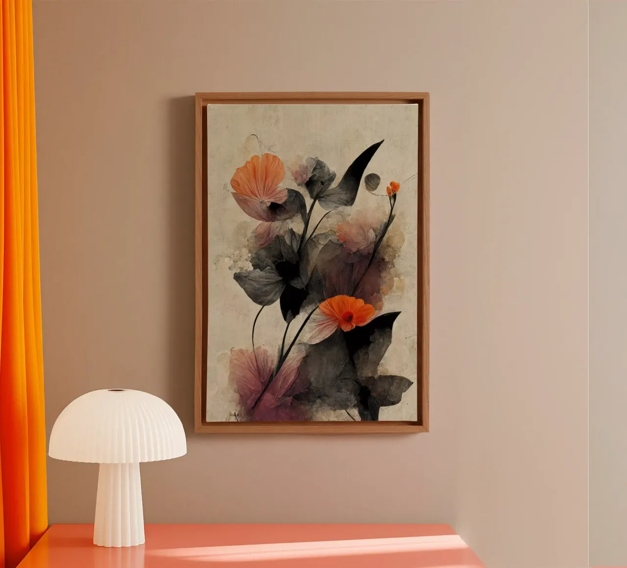 Peach Dry Flowers tela con Cornice a cassetta da treechild