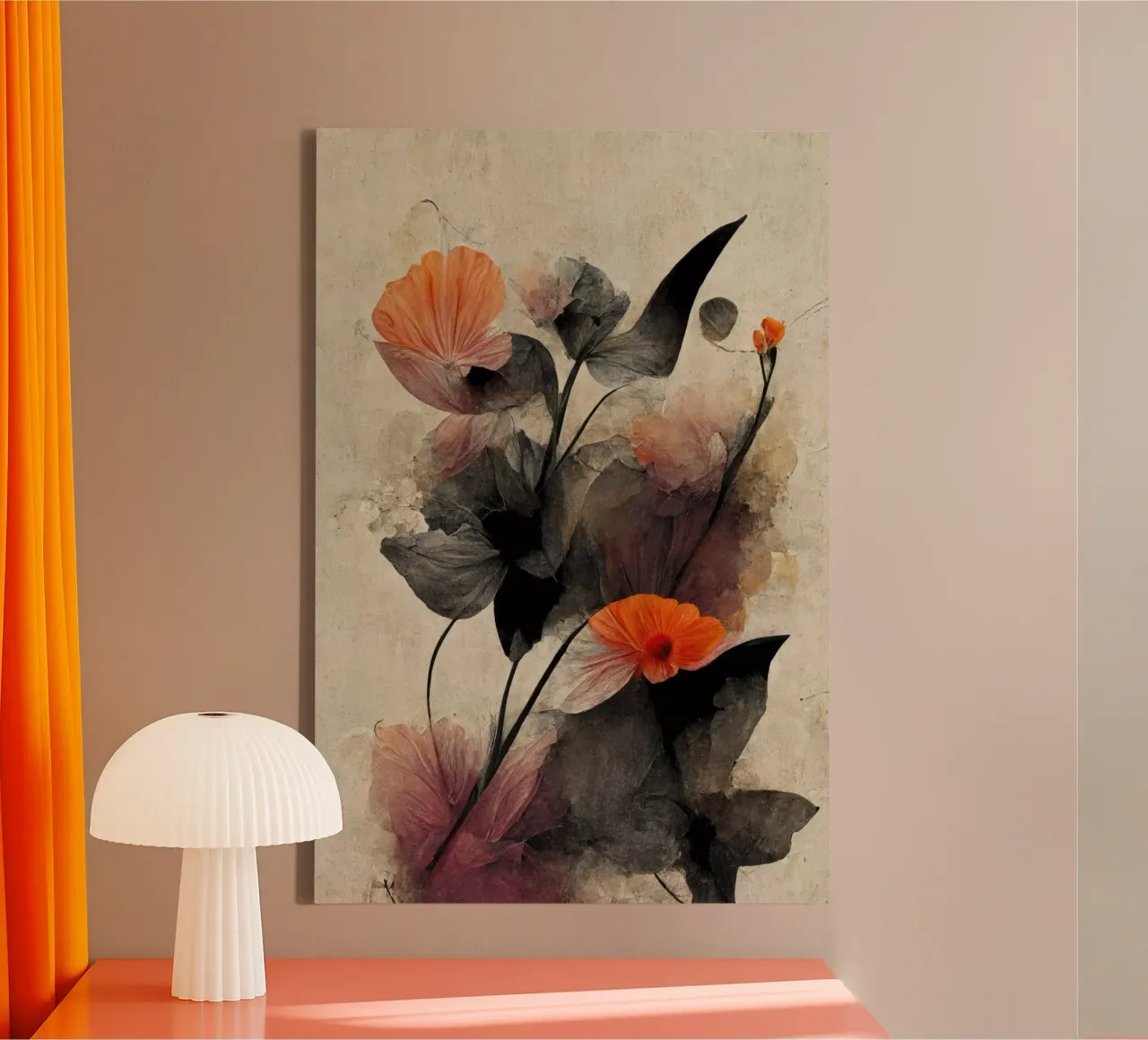 Peach Dry Flowers tela con Cornice a cassetta da treechild