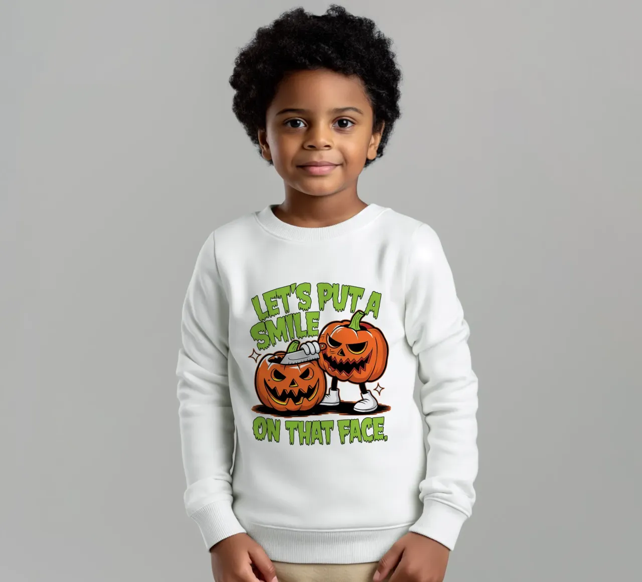 Let's put a smile on that face kids sweatshirt by edsonramosart