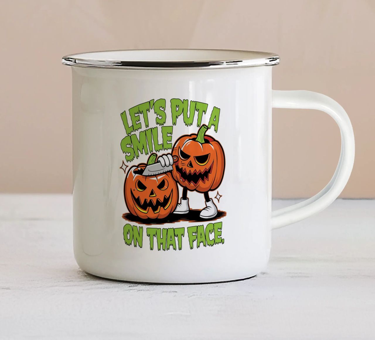 Let's put a smile on that face tazza in smalto da edsonramosart