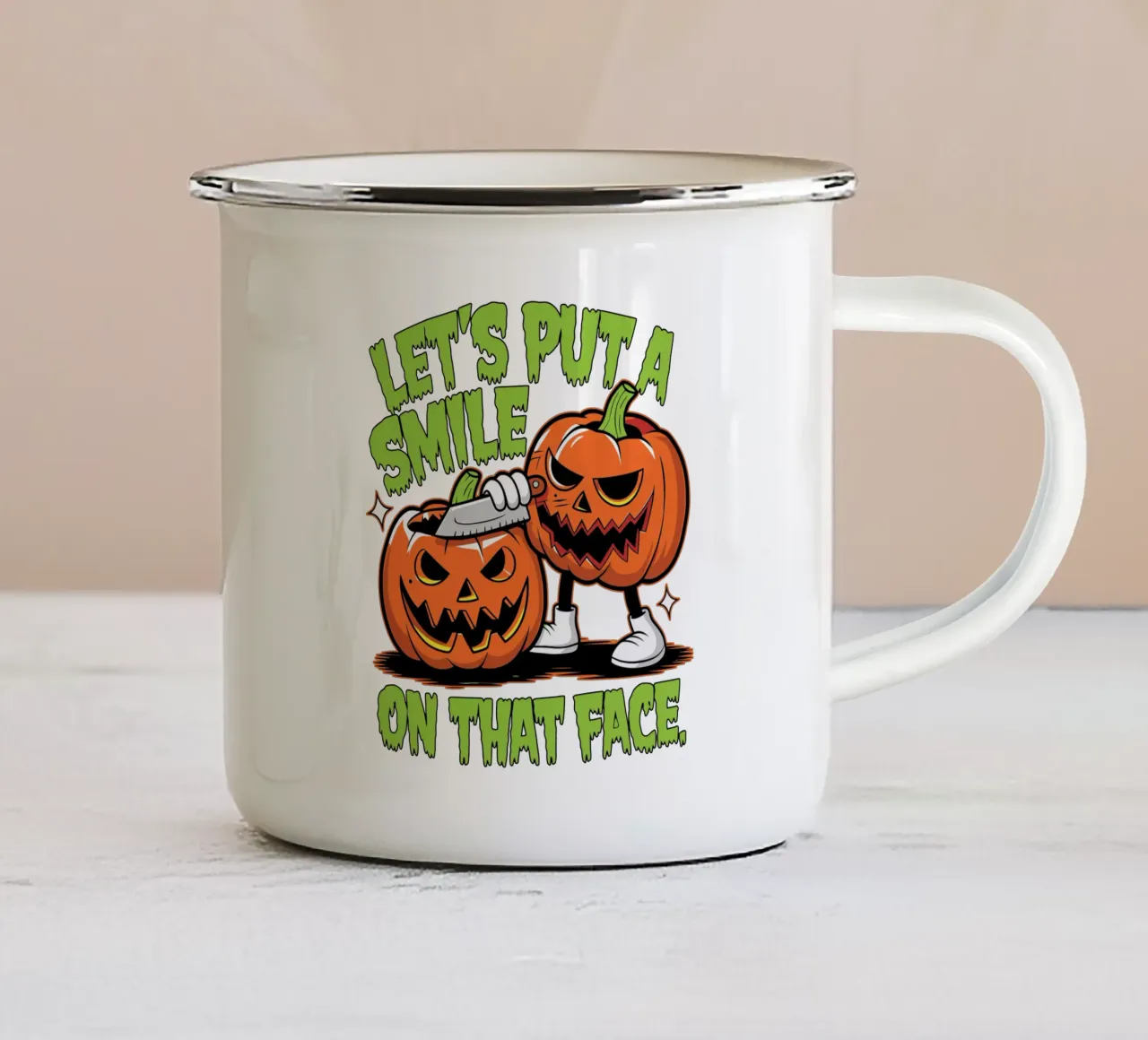 Let's put a smile on that face Emaille Tasse von edsonramosart