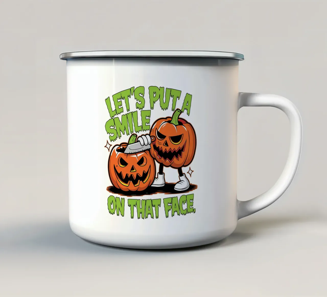Let's put a smile on that face Emaille Tasse von edsonramosart
