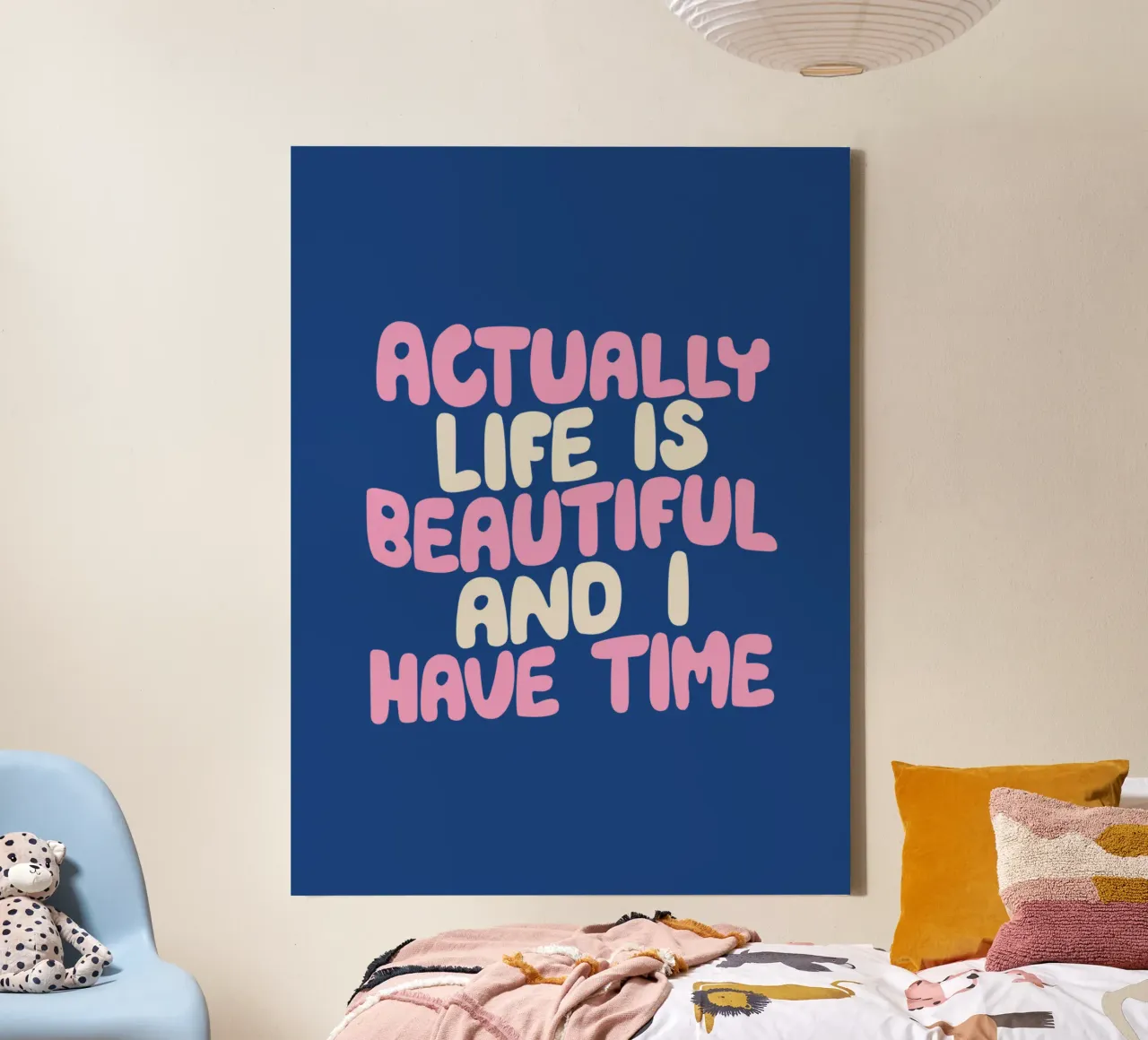 Eigenlijk is het leven mooi en heb ik tijd Typografie Ontwerp canvas met Baklijst van THE MOTIVATED TYPE