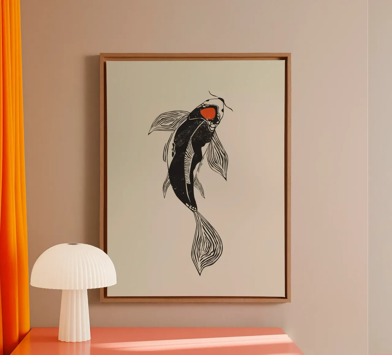 Design del pesce Koi tela con Cornice a cassetta da Indigo Rain