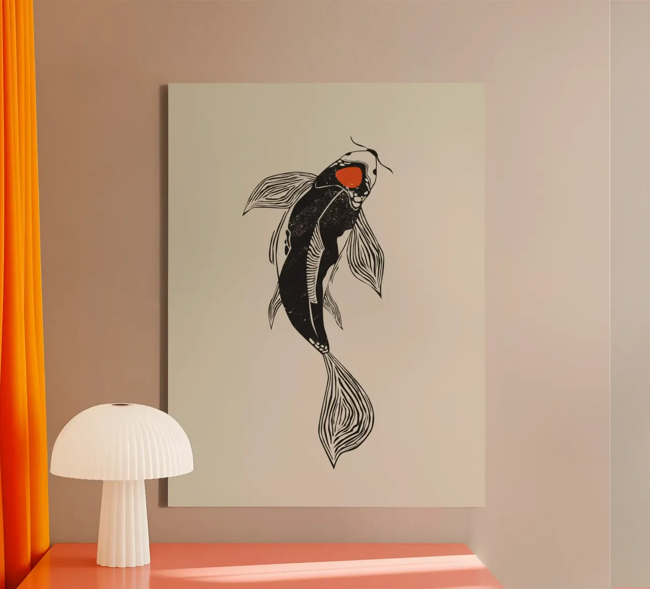 Design del pesce Koi tela con Cornice a cassetta da Indigo Rain