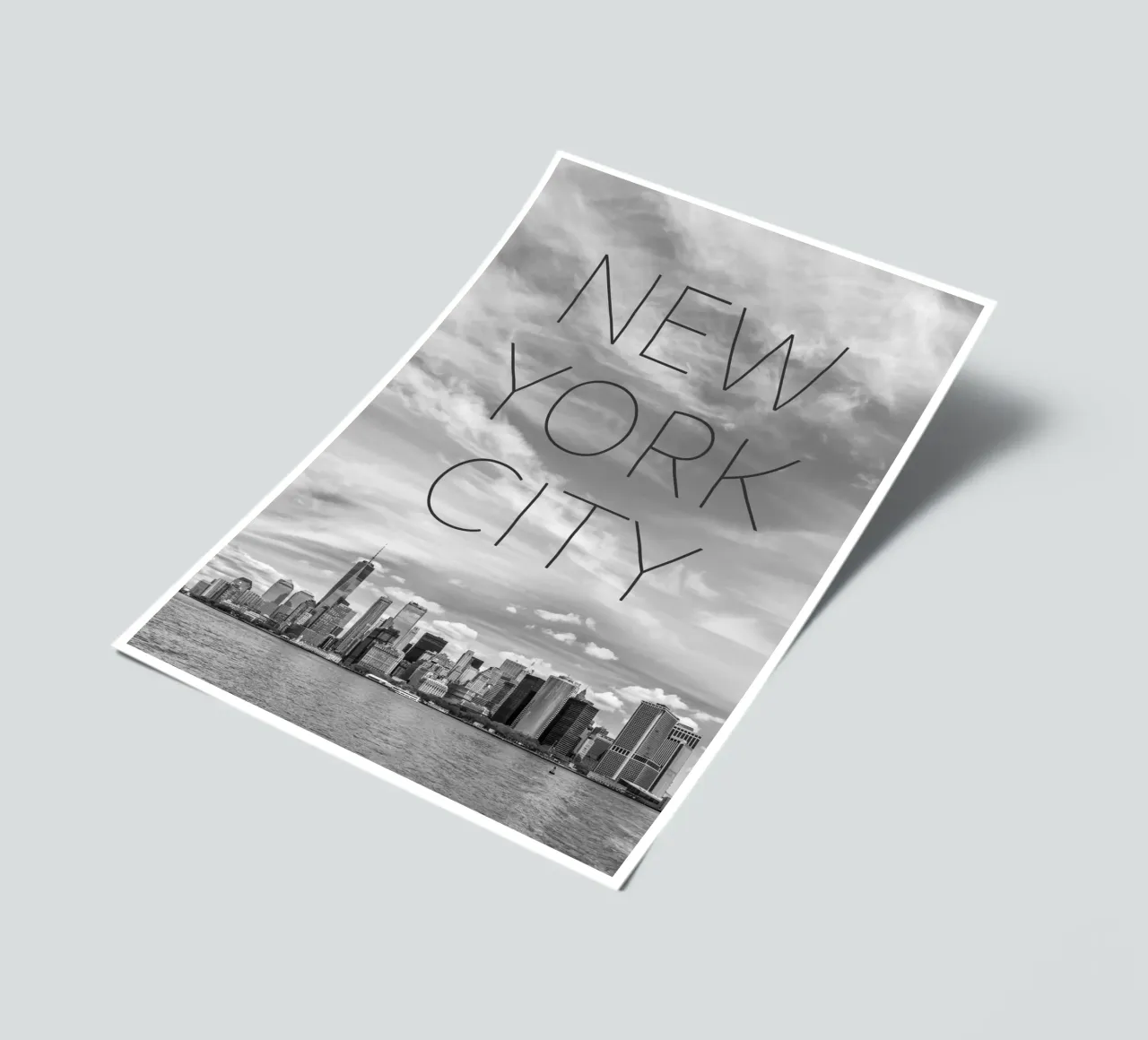 NYC Lower Manhattan & Hudson River | Text & Skyline Stickerbogen von Melanie Viola