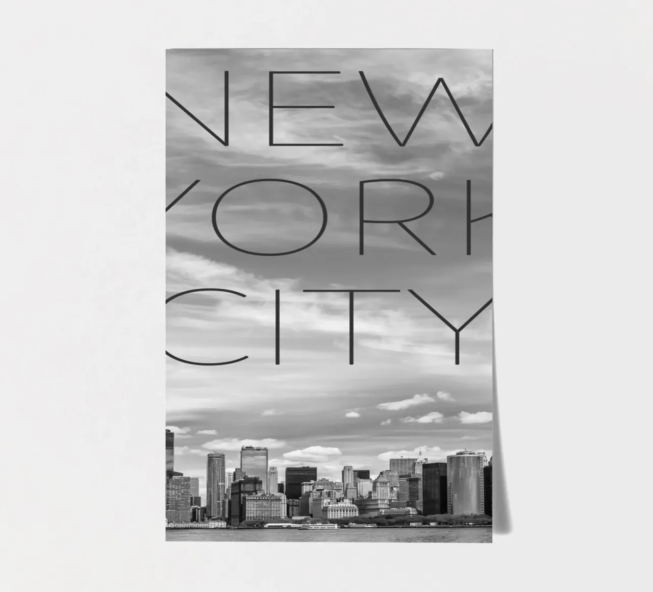 NYC Lower Manhattan & Hudson River | Text & Skyline Stickerbogen von Melanie Viola