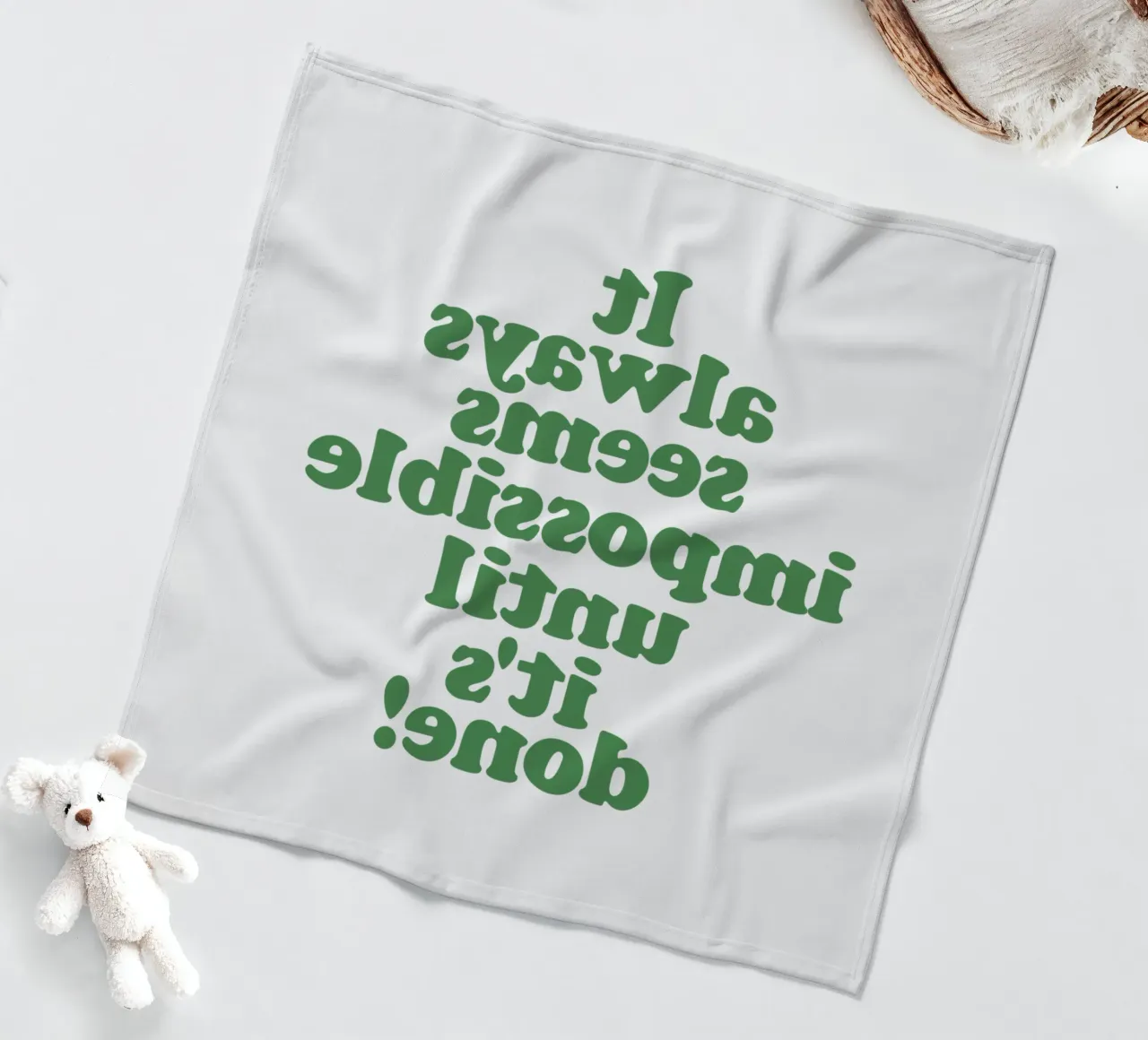 It Always Seems Impossible Until Its Done Typografie Design fleece blanket by THE MOTIVATED TYPE