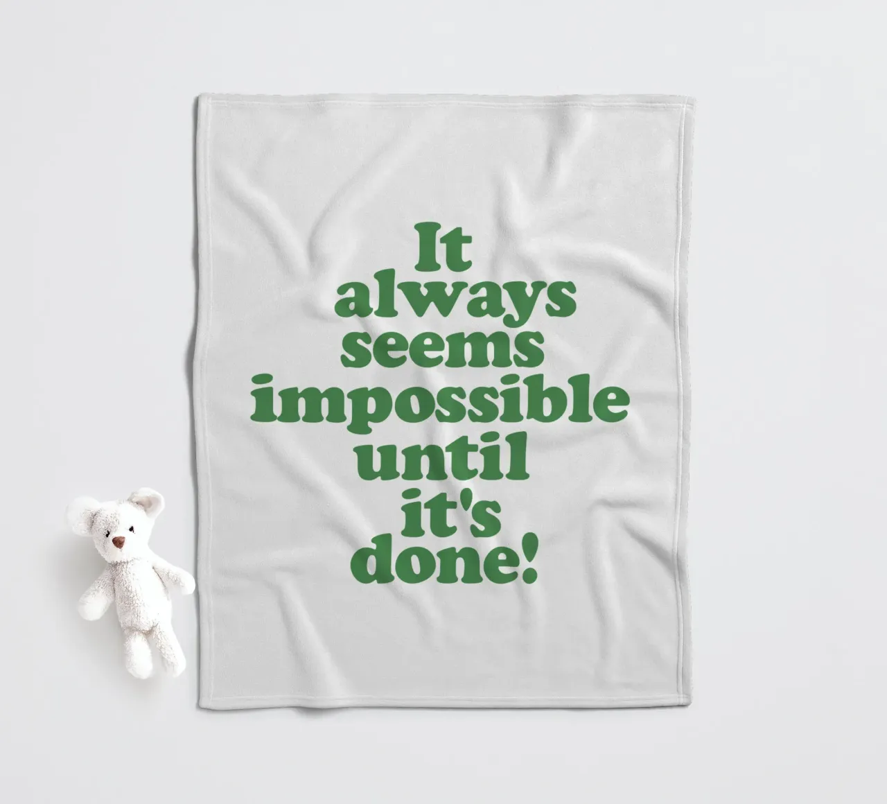 It Always Seems Impossible Until Its Done Typografie Design fleece blanket by THE MOTIVATED TYPE