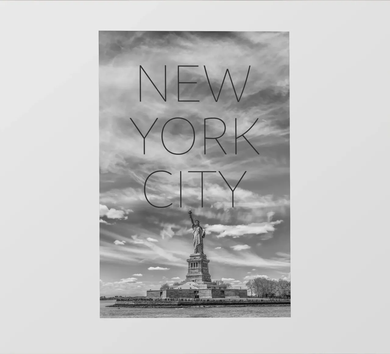 Statua della Libertà di New York - Testo e skyline telo in pvc da Melanie Viola