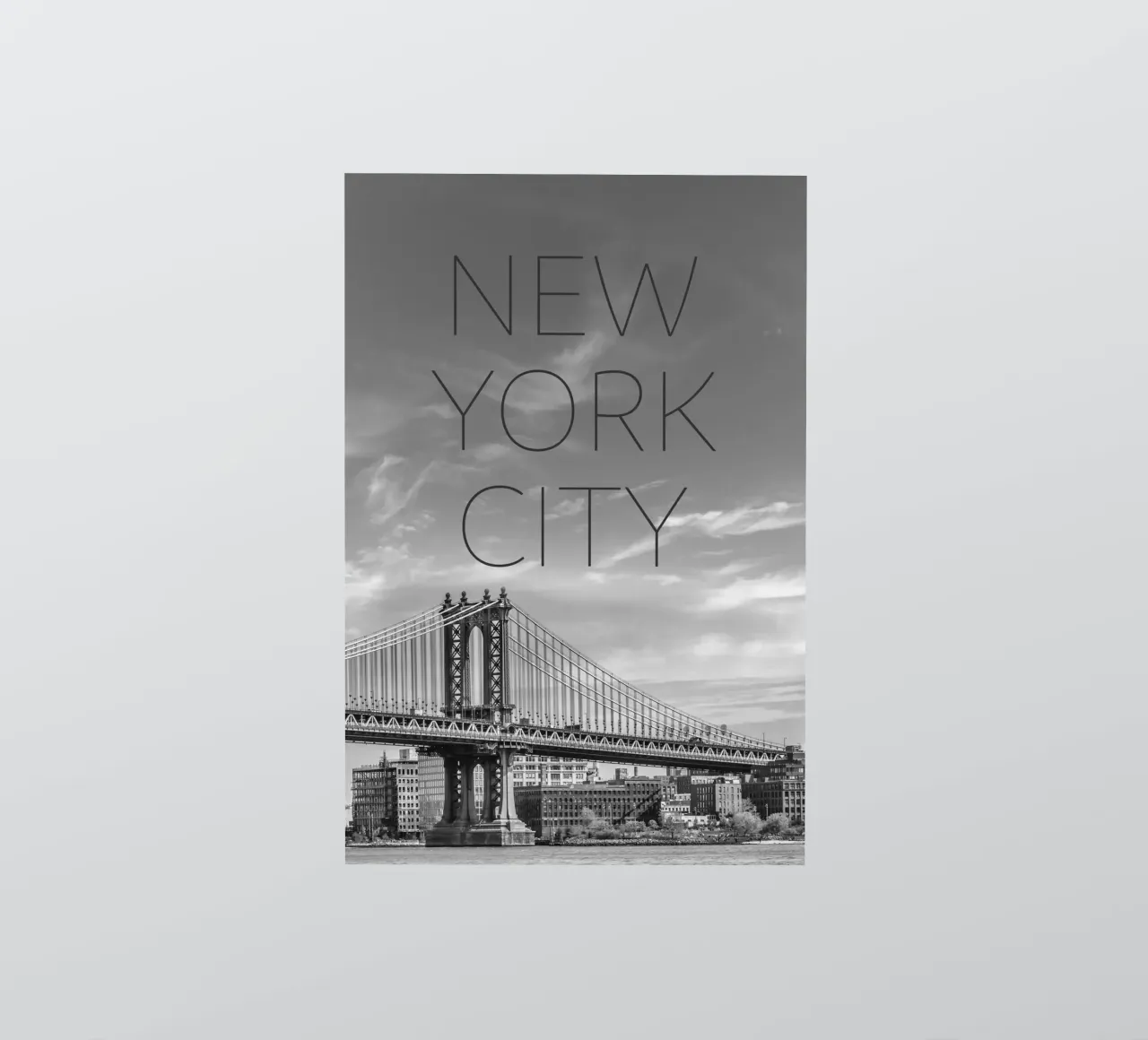 NYC Manhattan Bridge | Text & Skyline Sticker von Melanie Viola