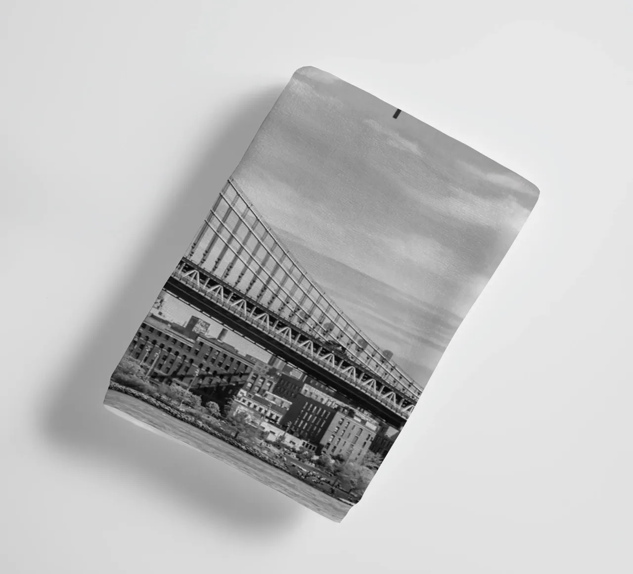 NYC Manhattan Bridge | Text & Skyline towel by Melanie Viola