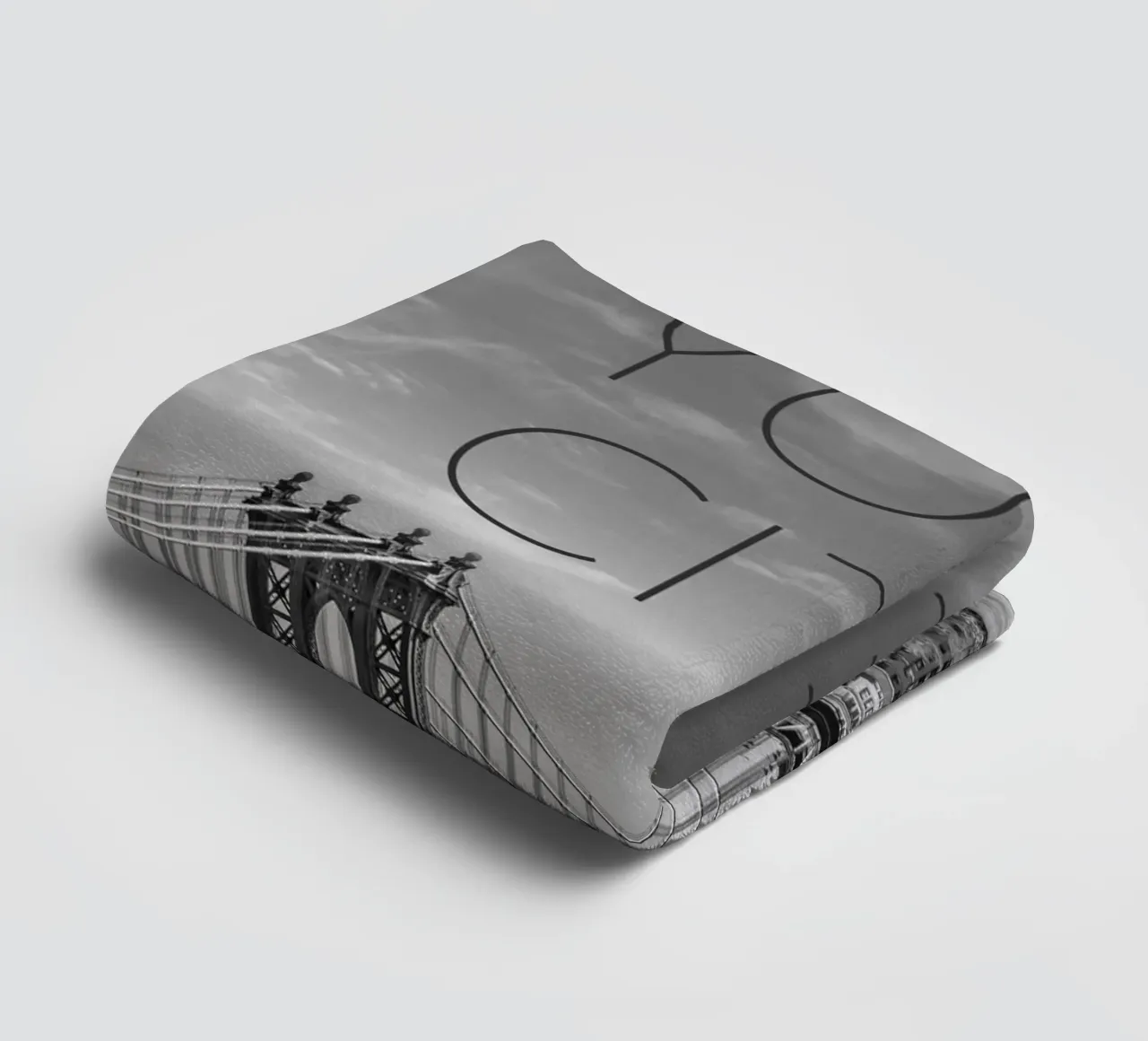 NYC Manhattan Bridge | Text & Skyline towel by Melanie Viola