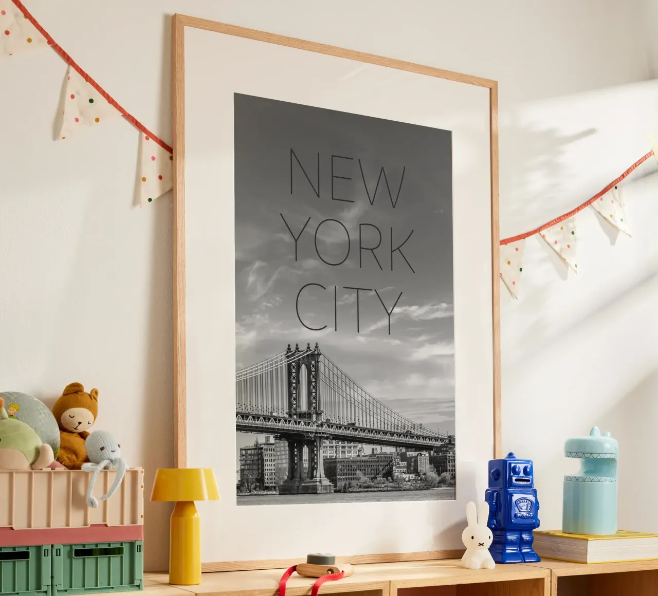 NYC Manhattan Bridge | Text & Skyline hahnemühle by Melanie Viola
