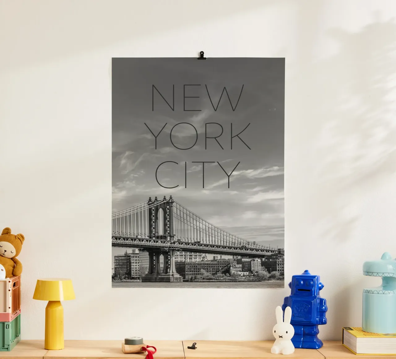 NYC Manhattan Bridge | Text & Skyline hahnemühle by Melanie Viola