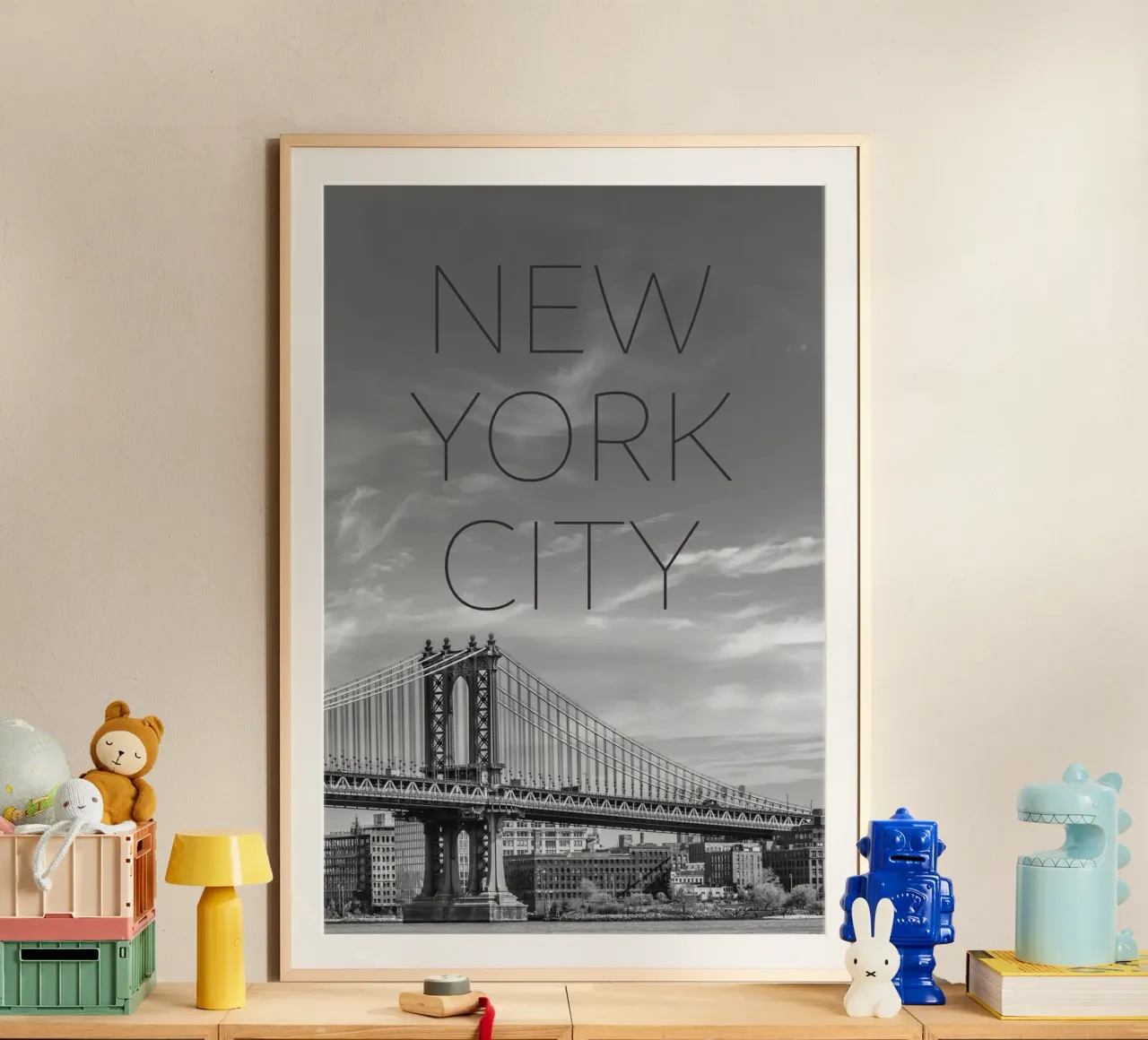 NYC Manhattan Bridge | Text & Skyline hahnemühle by Melanie Viola