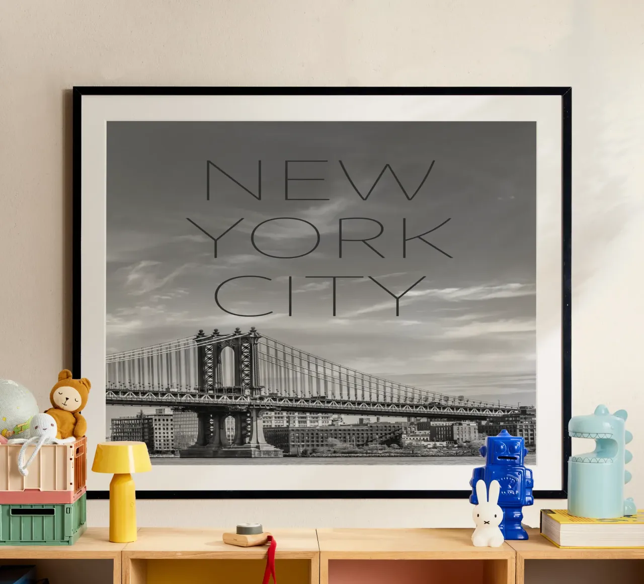 NYC Manhattan Bridge | Text & Skyline hahnemühle by Melanie Viola
