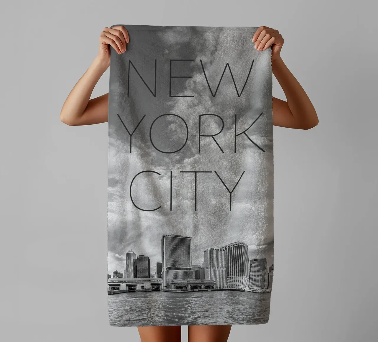 MANHATTAN South Point e Whitehall Terminal | Minimalist Skyl asciugamano da bagno da Melanie Viola
