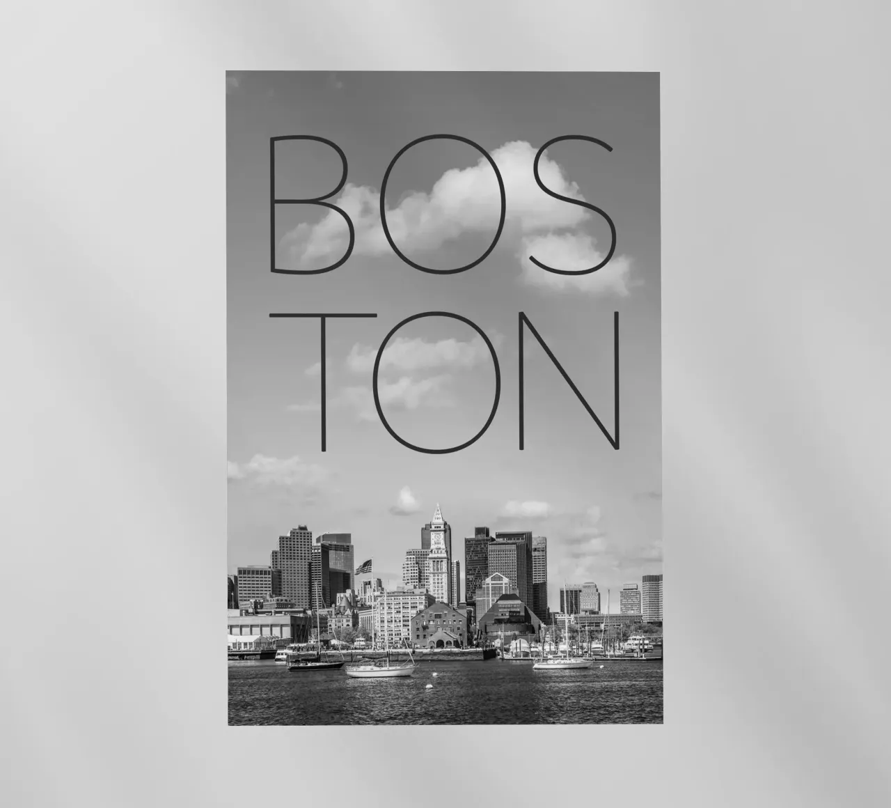 BOSTON Skyline North End & Financial District | Testo & Skyli pellicola backlit da Melanie Viola