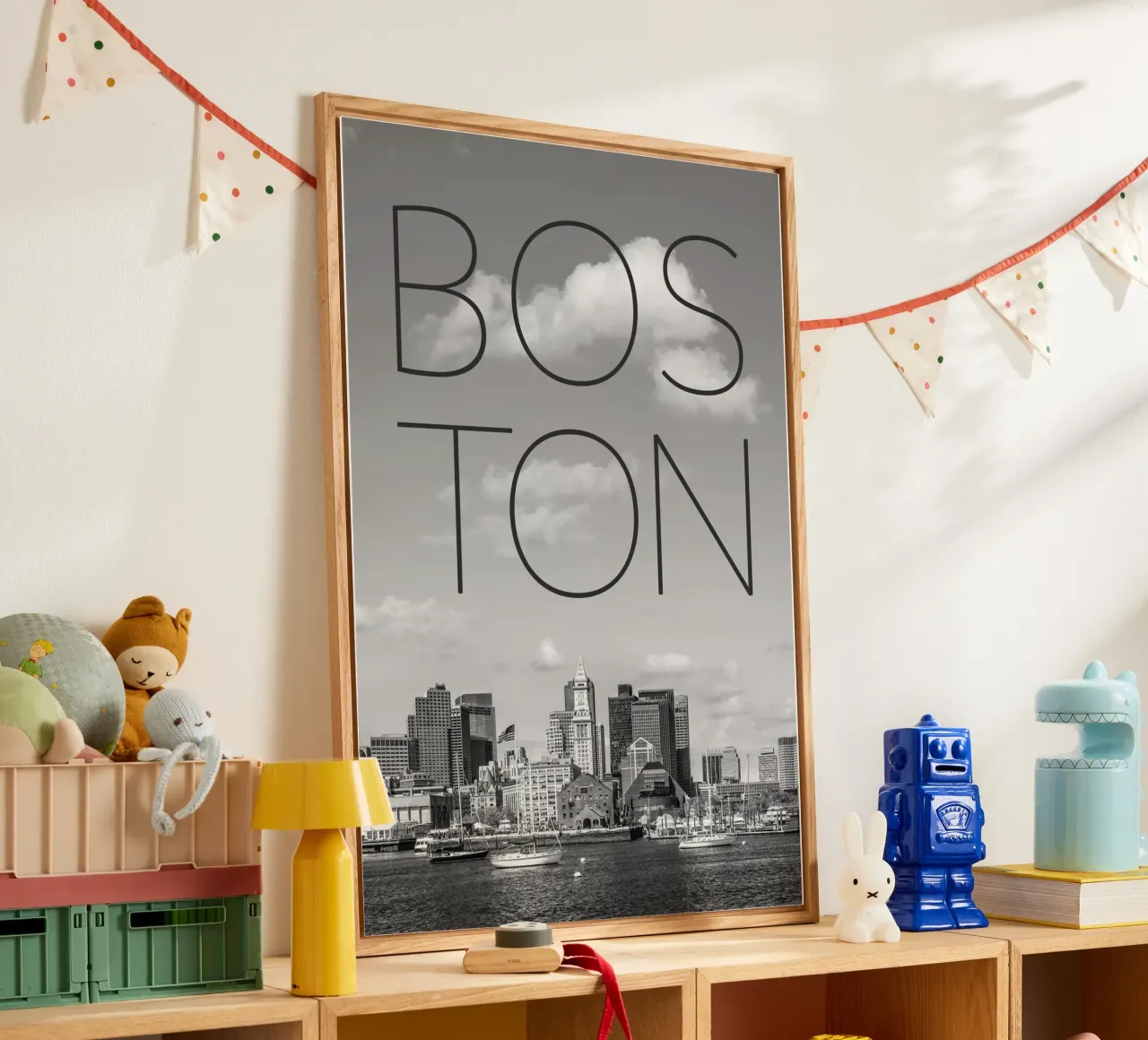 BOSTON Skyline North End & Financial District | Testo & Skyli plexiglass da Melanie Viola