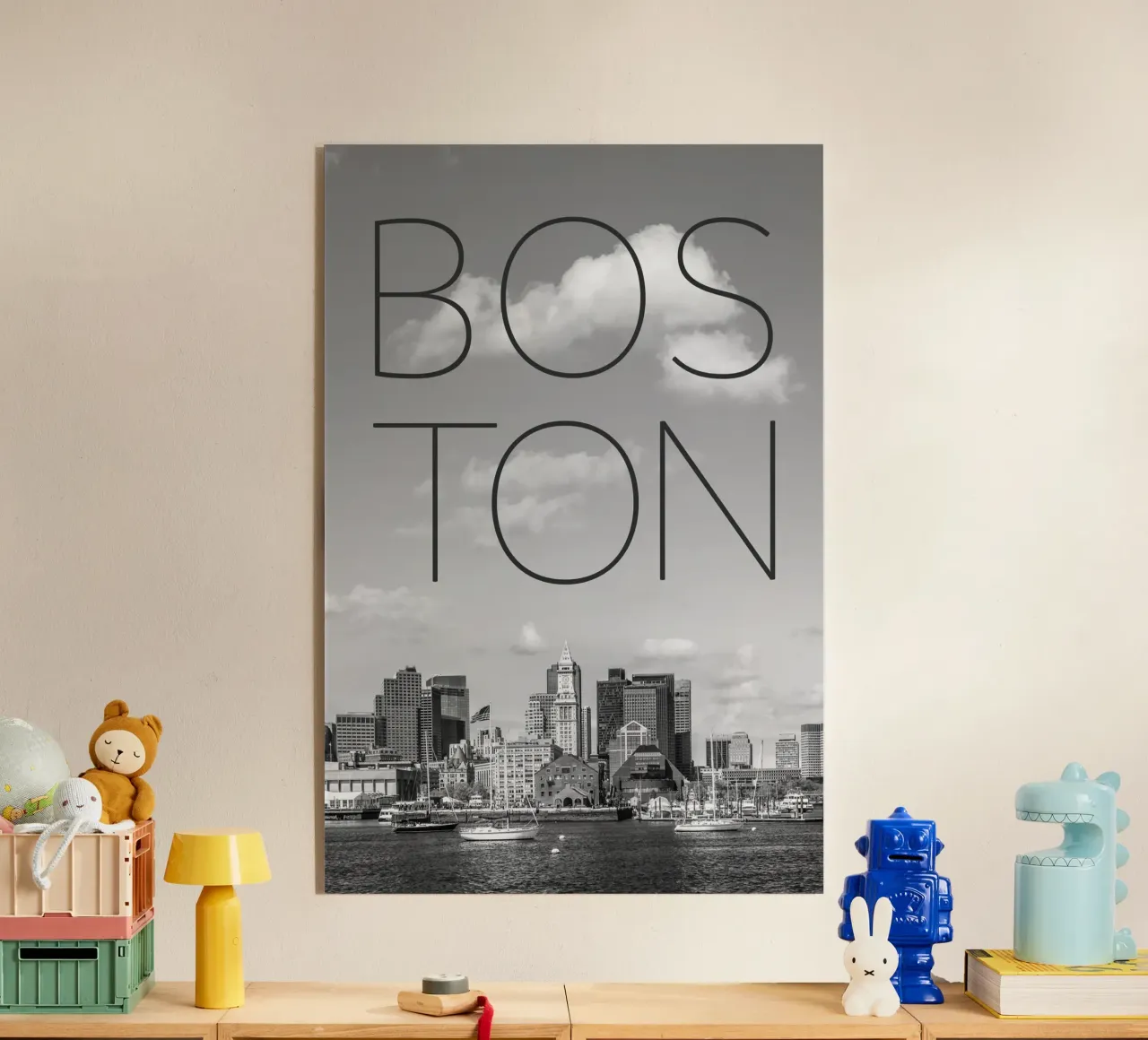 BOSTON Skyline North End & Financial District | Testo & Skyli plexiglass da Melanie Viola