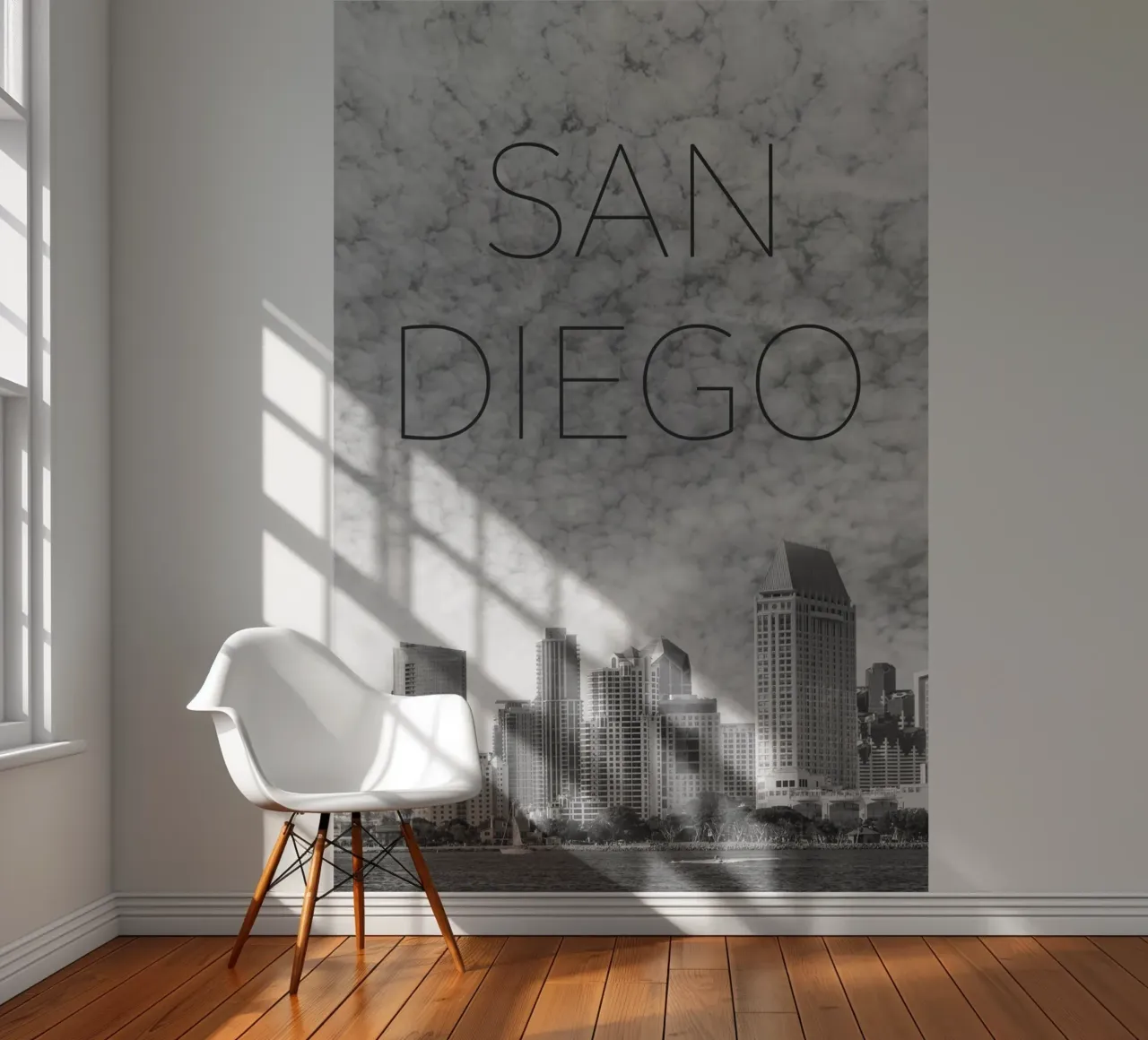 SAN DIEGO Skyline | Text Fototapete von Melanie Viola