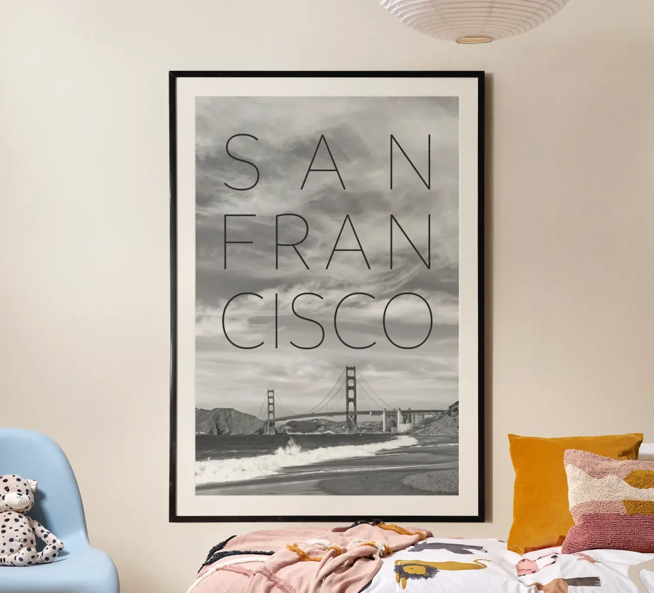 Ponte del Golden Gate e Baker Beach | Testo e orizzonte poster da Melanie Viola
