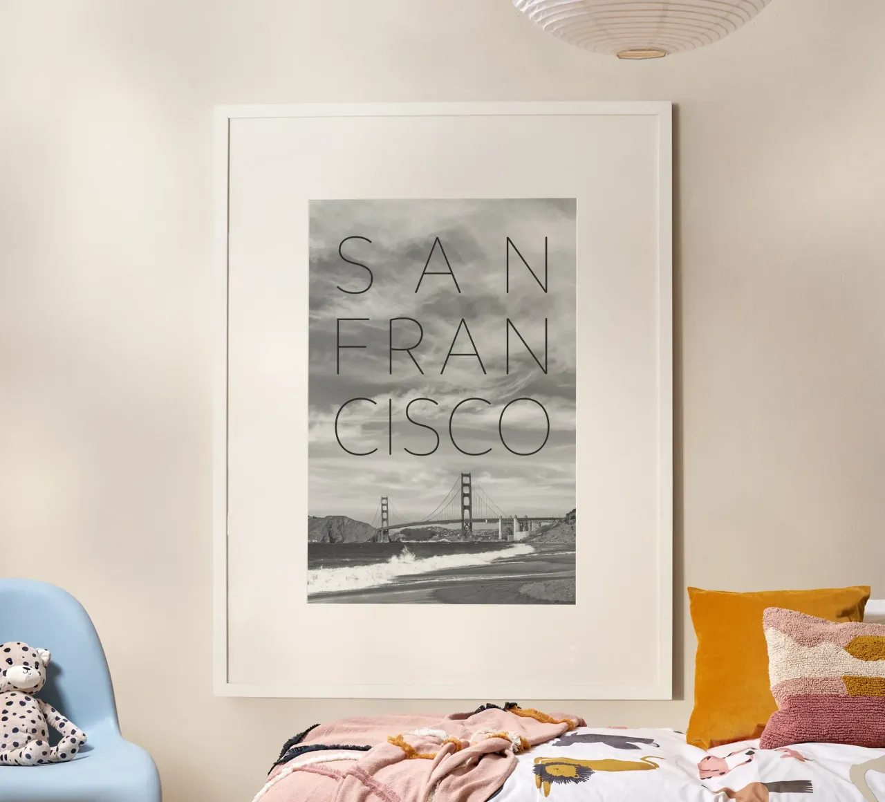 Ponte del Golden Gate e Baker Beach | Testo e orizzonte poster da Melanie Viola